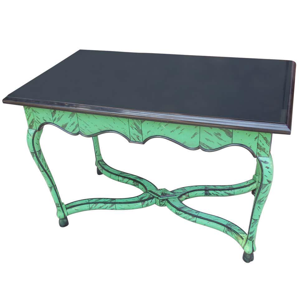 Belgian Marble and Faux Tortoiseshell Center Table (1 of 4)