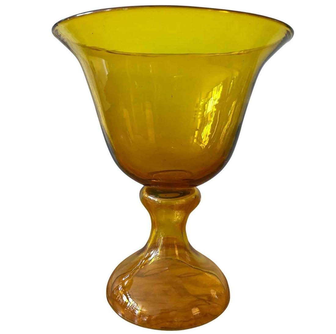 Large Blenko Glass Chalice Form Pedestal Vase (1 of 3)