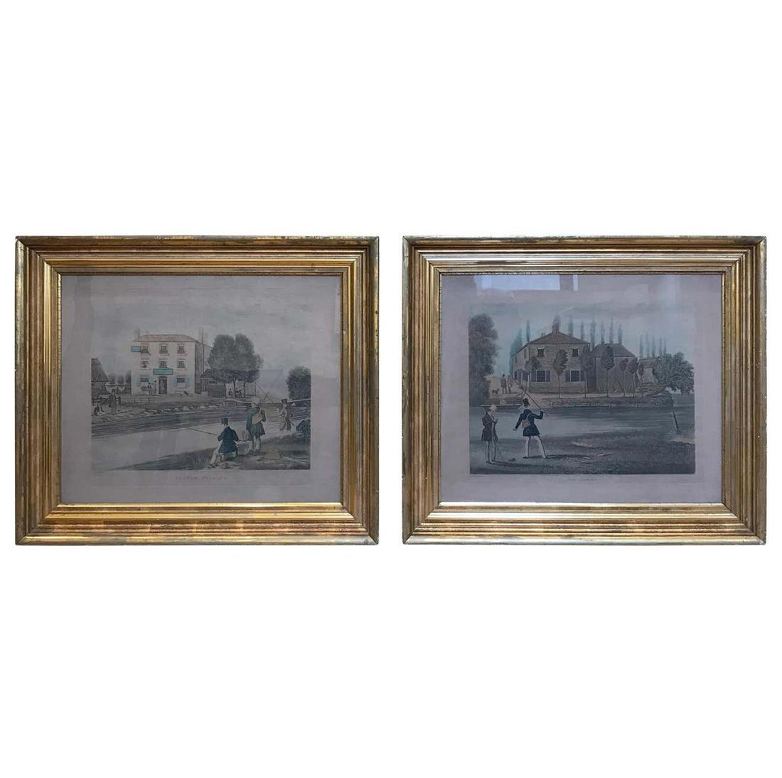 Pair of 19th Century Fishing Prints in Original Classic (1 of 4)