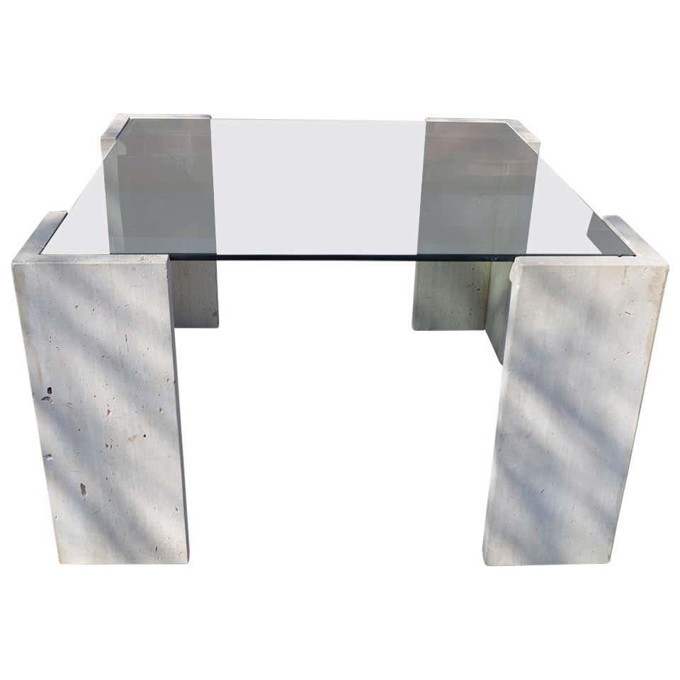 Travertine and Glass Coffee Table (1 of 5)