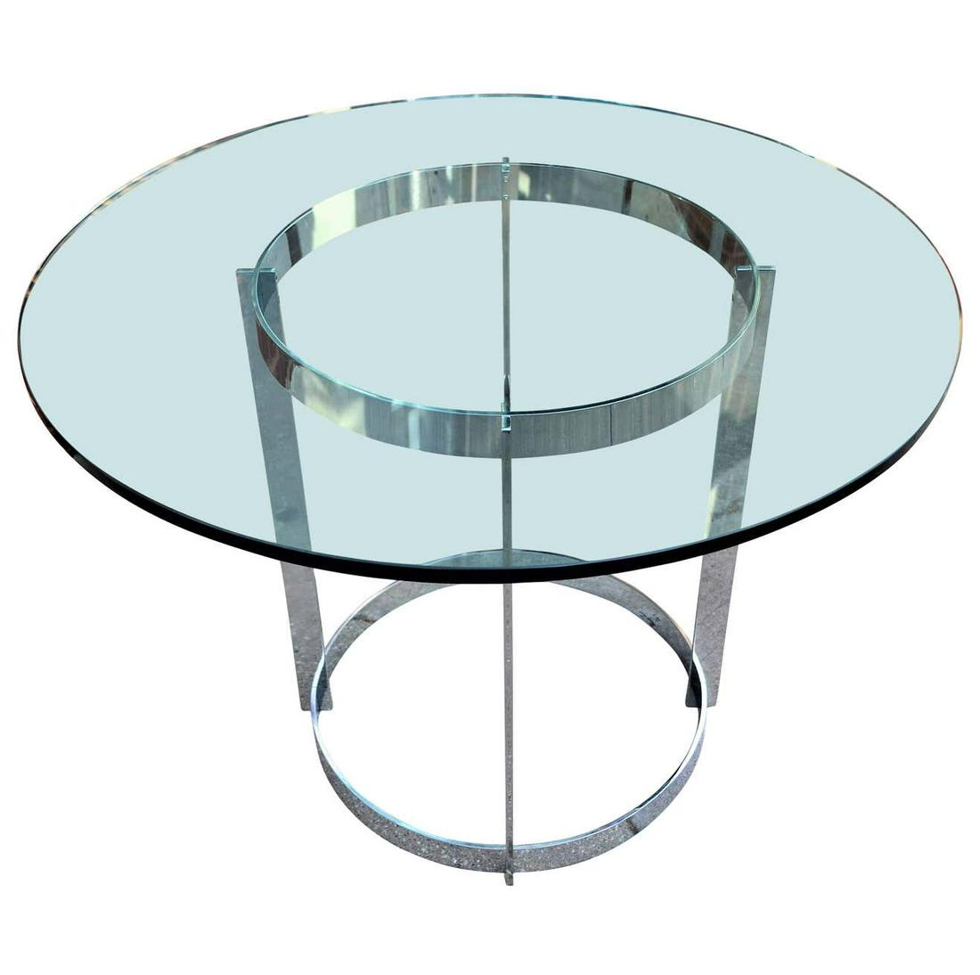 Chrome and Glass Round Dining Table by Tri-Mark (1 of 4)