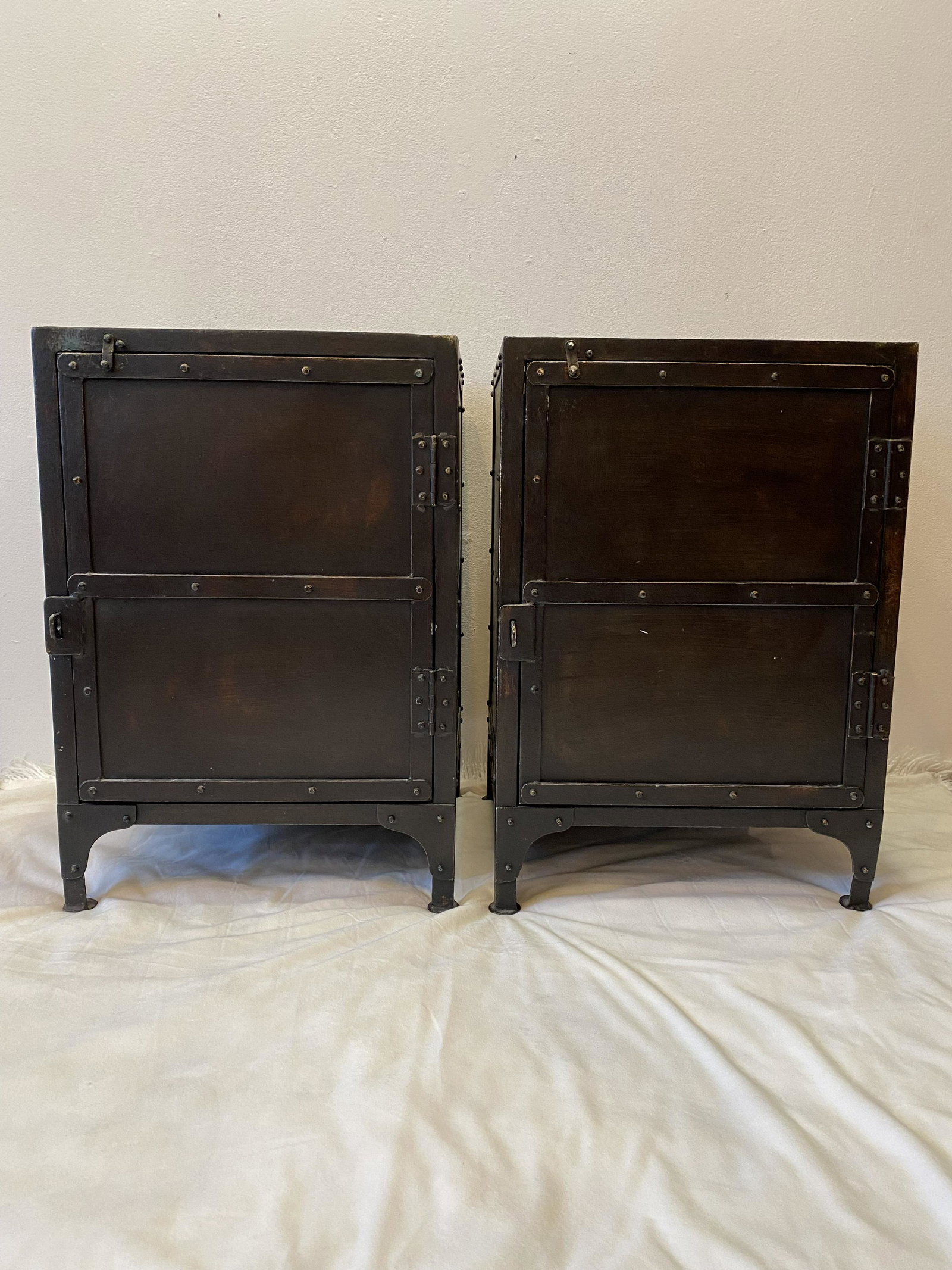 Pair Industrial Nightstands: 26.25 in tall 18 in across and 16 in deep