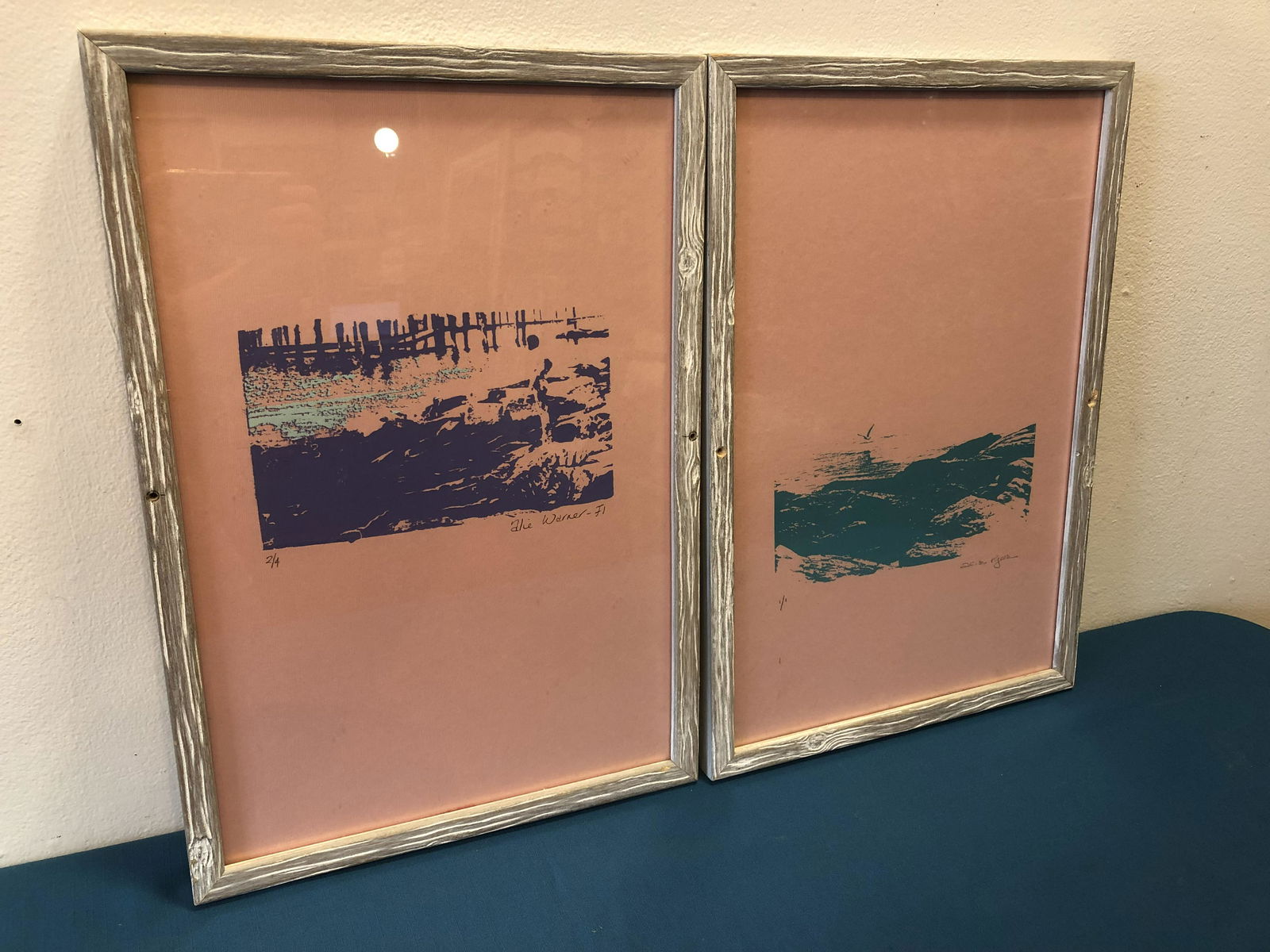 2 Seascape Woodblock Prints '71 from Grand Hotel (1 of 5)