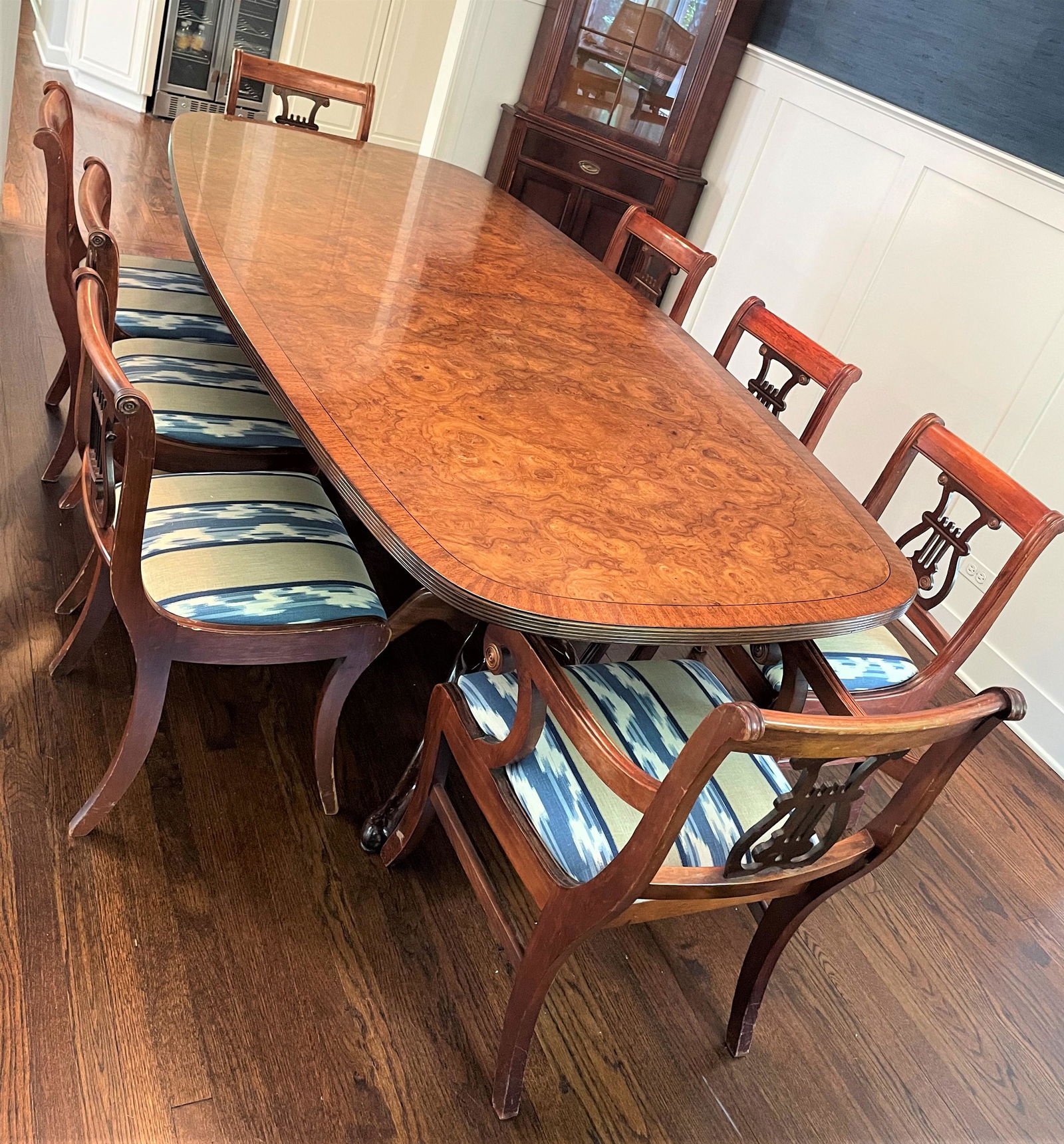 19th C English Burled Mahogany Dining Room Table (1 of 10)