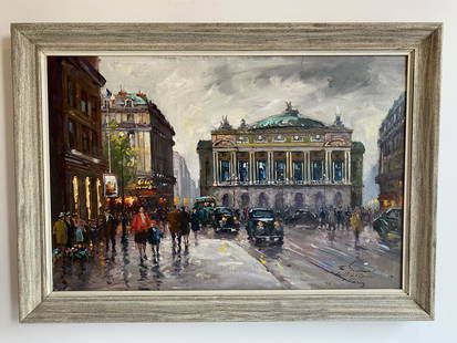 Palais Garnier Paris Oil on Canvas: 35.5 in wide by 23.5 high -in frame 41.25 in wide by 29.5 h