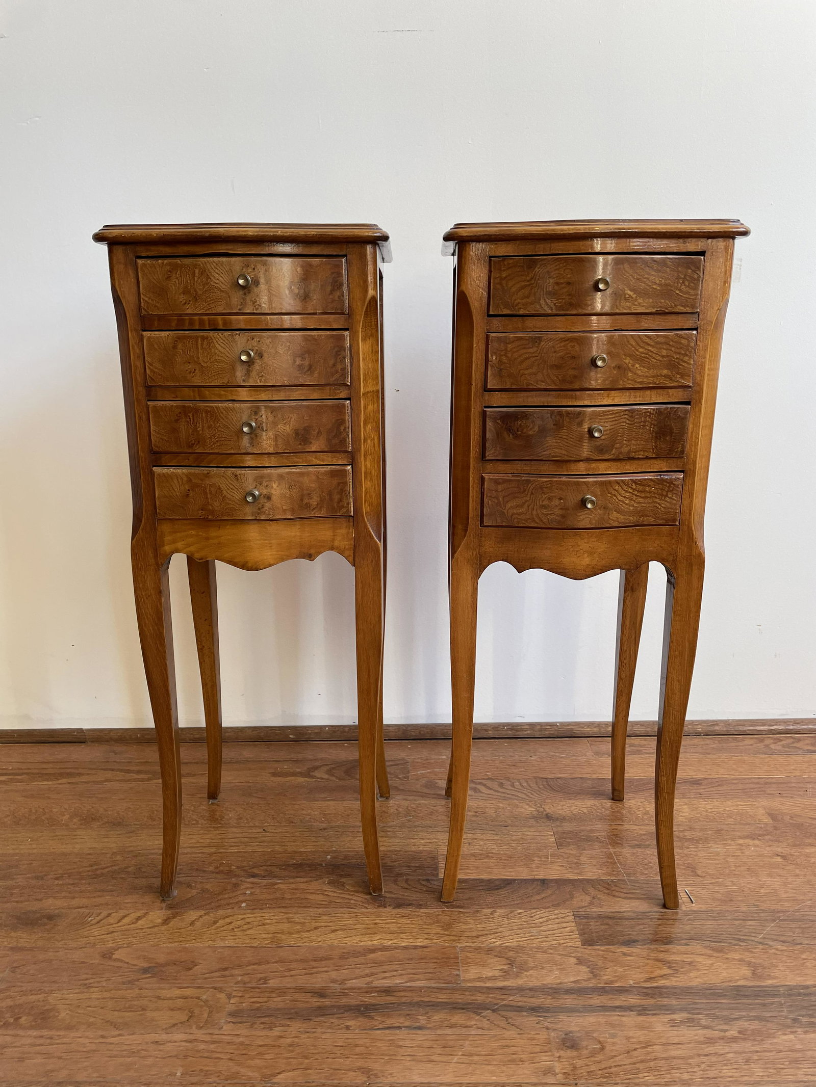 Pair 19th C French Nightstands: each chair 30in tall 11.5 in wide and 10 in deep