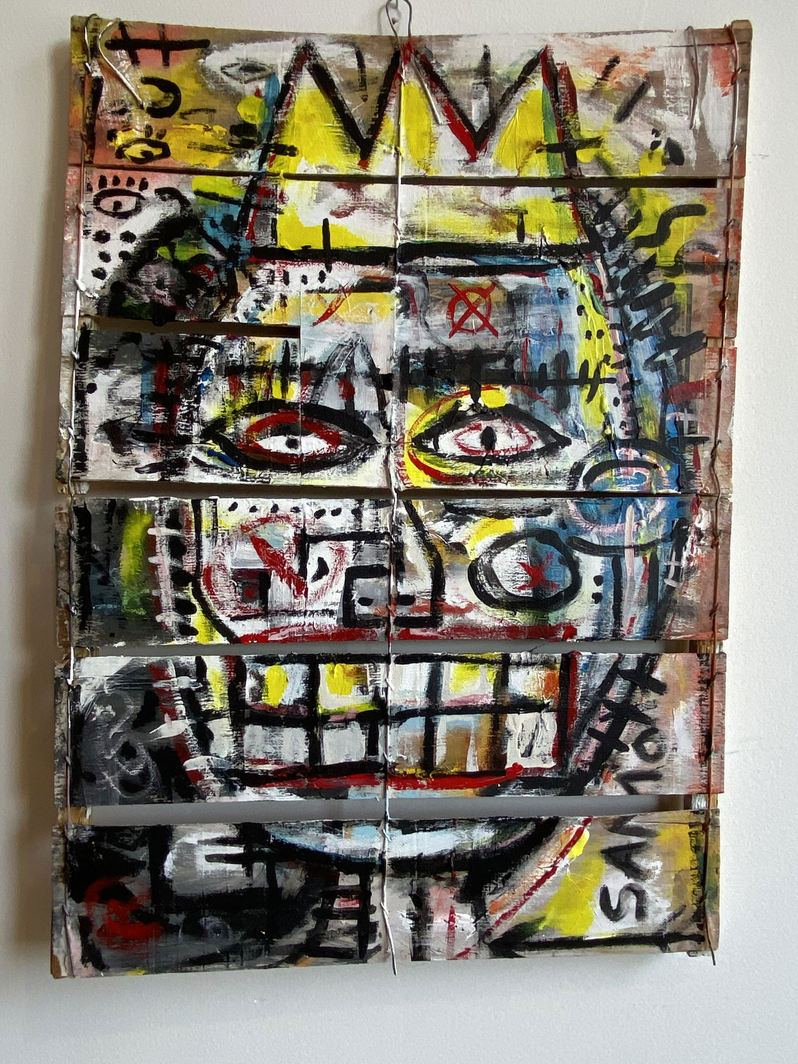 Jean-Michel Basquiat Rendition Mix Media on Salvaged (1 of 12)