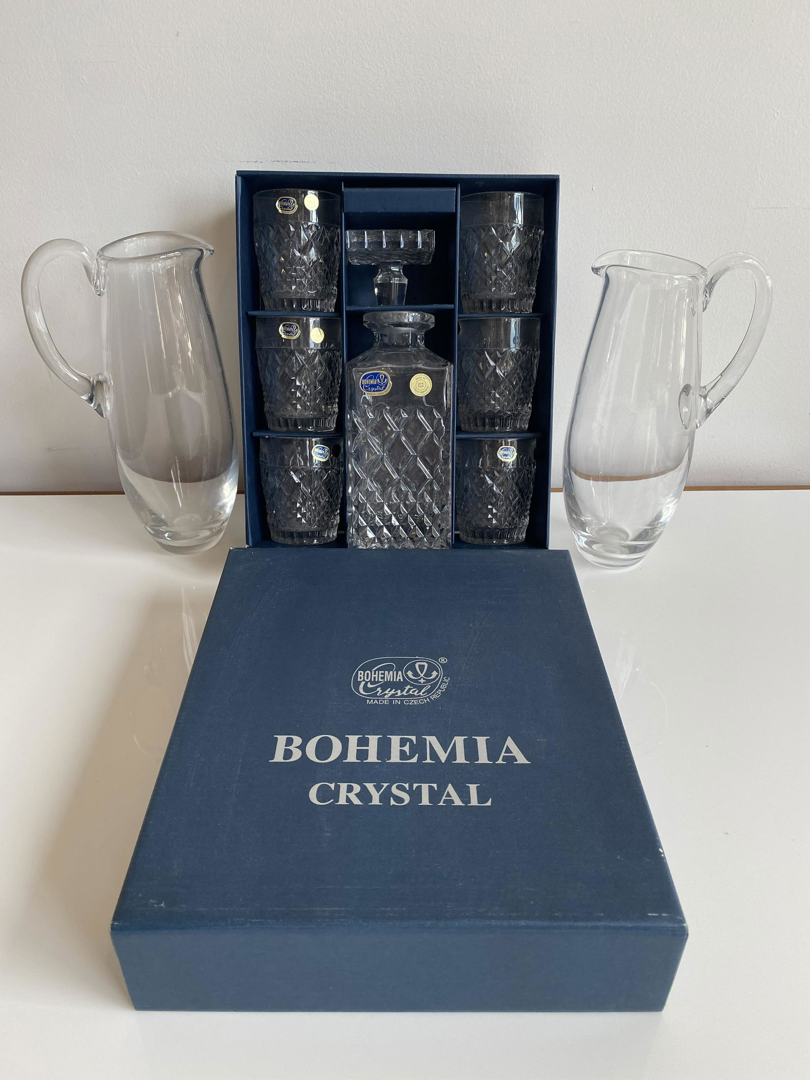 2 Waterford Modern Pitchers and a Bohemian Crystal Set (1 of 5)