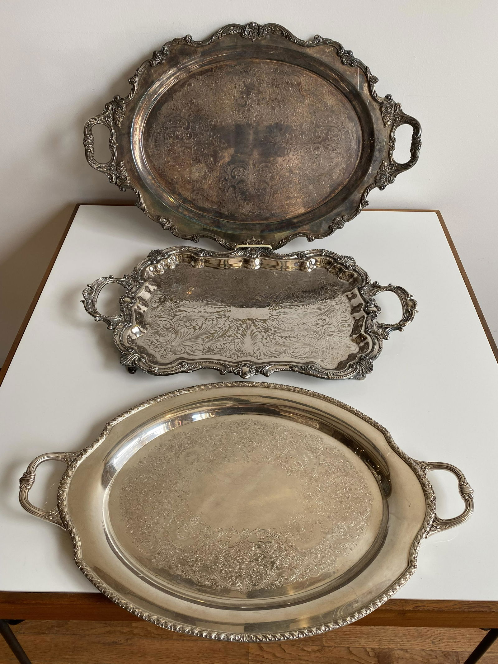 Large Antique Silver Plate Serving Trays (1 of 5)