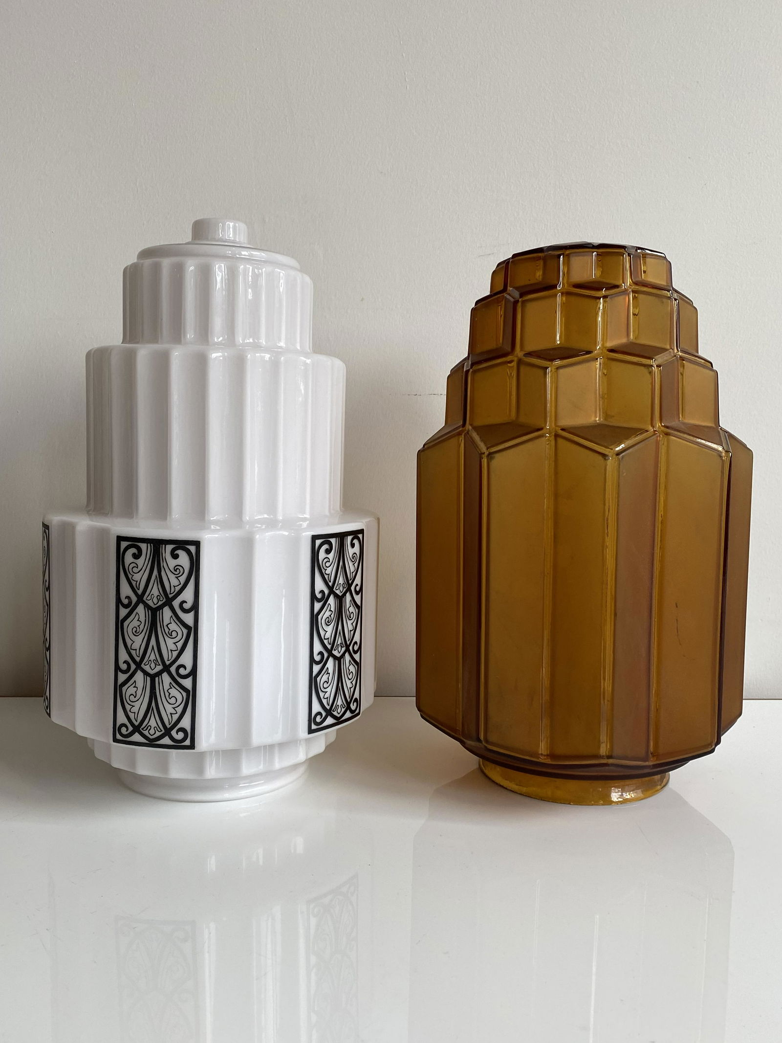 2 Art Deco Glass Skyscraper Shades (1 of 3)