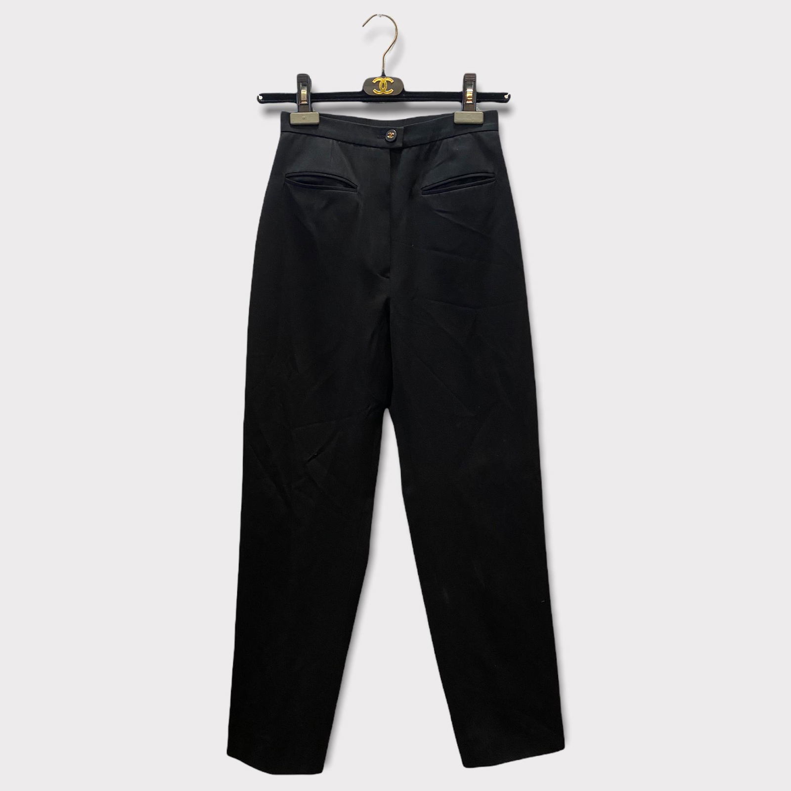 Vintage CHANEL Slim Wool Black Pant sz 36  #5 (1 of 6)
