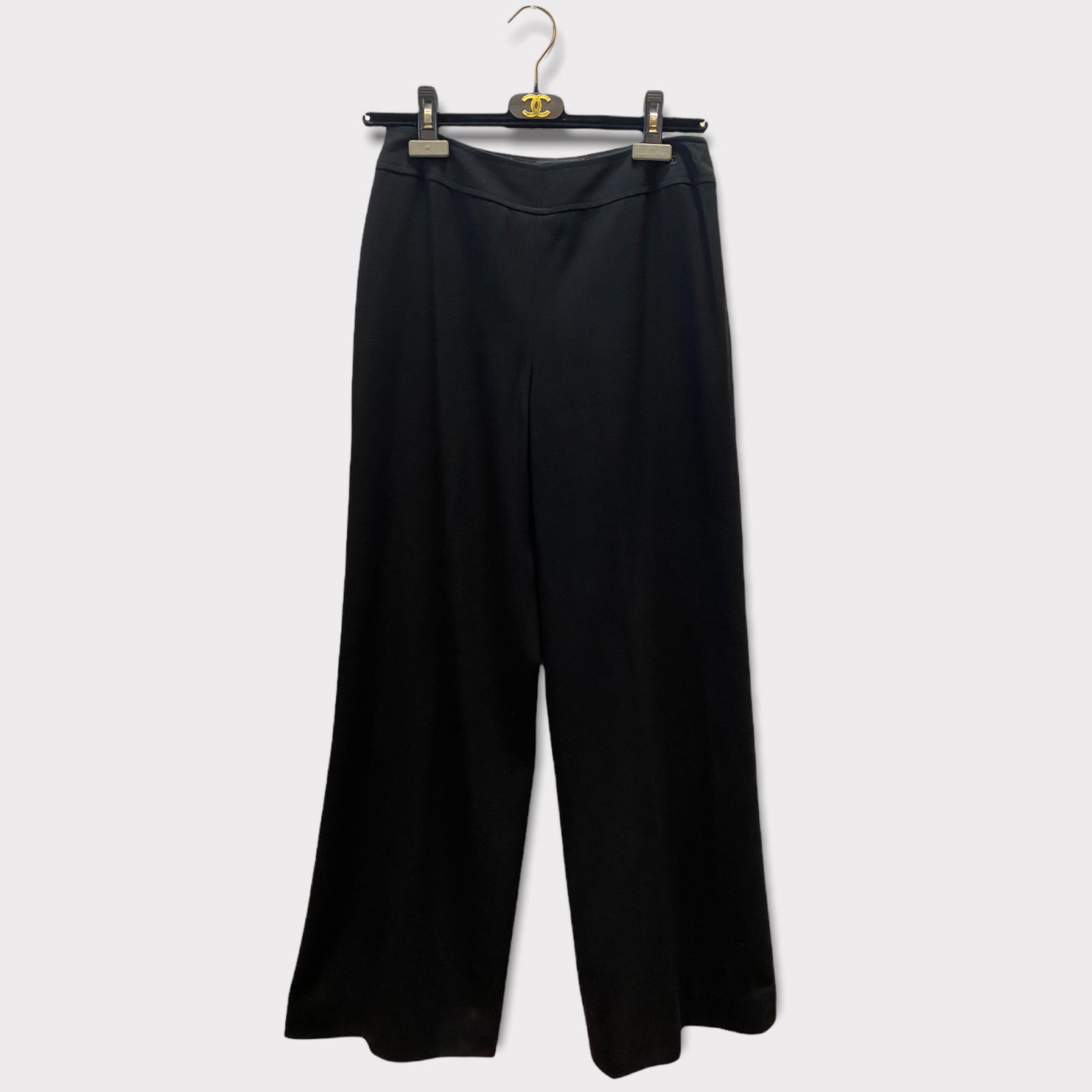 Vintage CHANEL Chanel Wide Leg Black Side Logo Button (1 of 3)