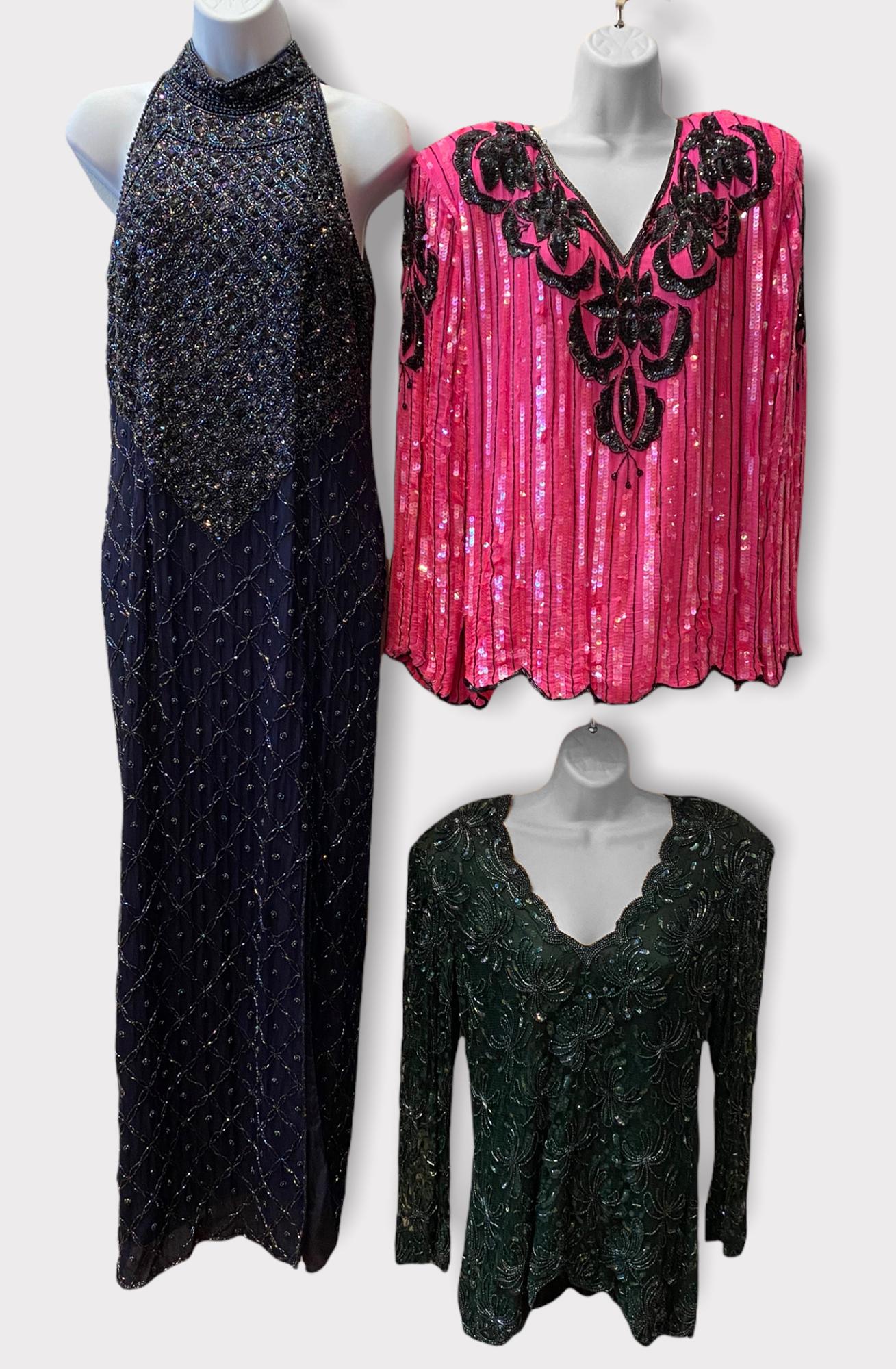 3 pc Vintage Beaded & Sequin Ladies Dress & Blouse (1 of 8)