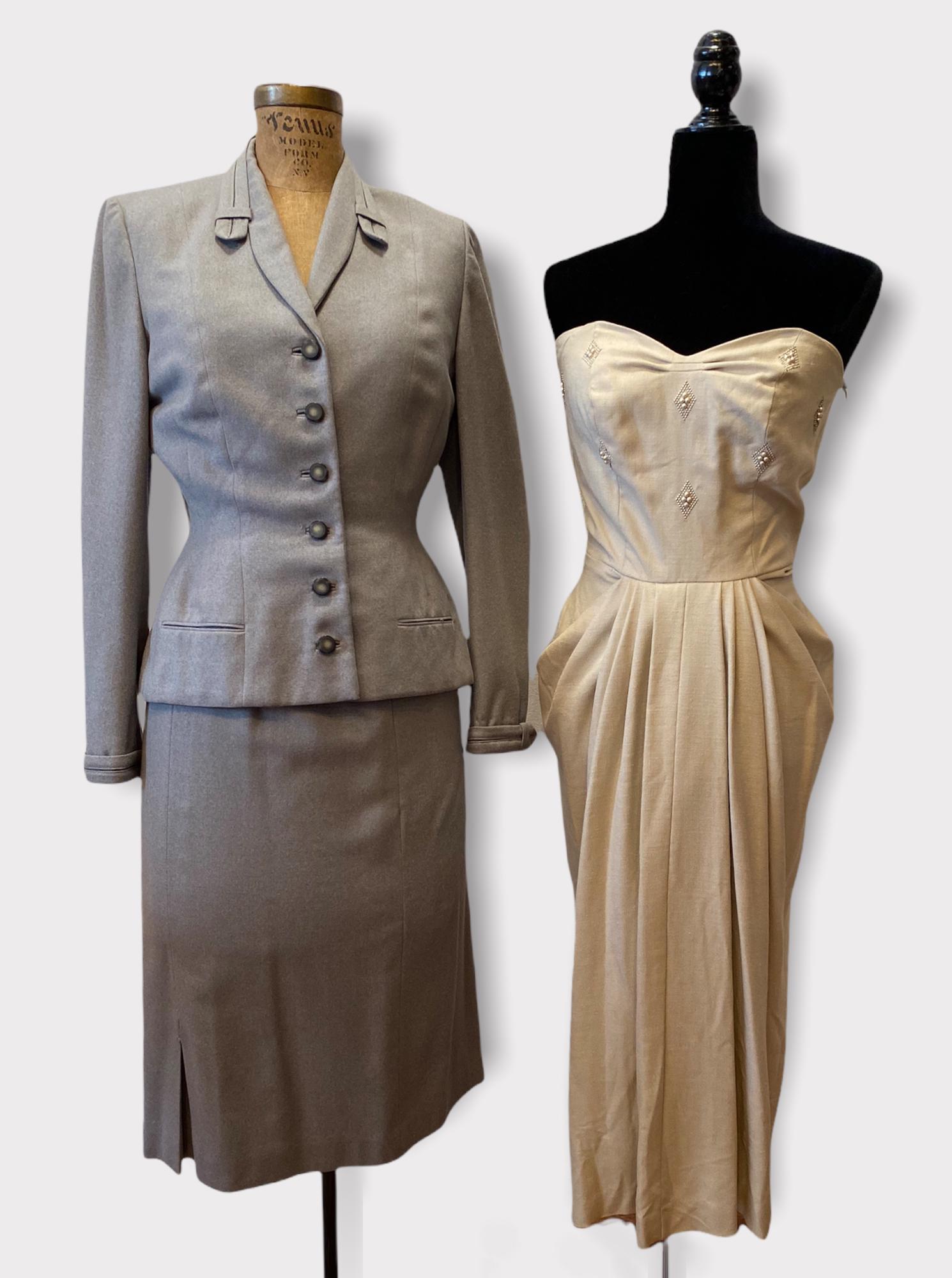 Vintage 1950's Collection Ladies Gray Wool Skirt Suit & (1 of 7)