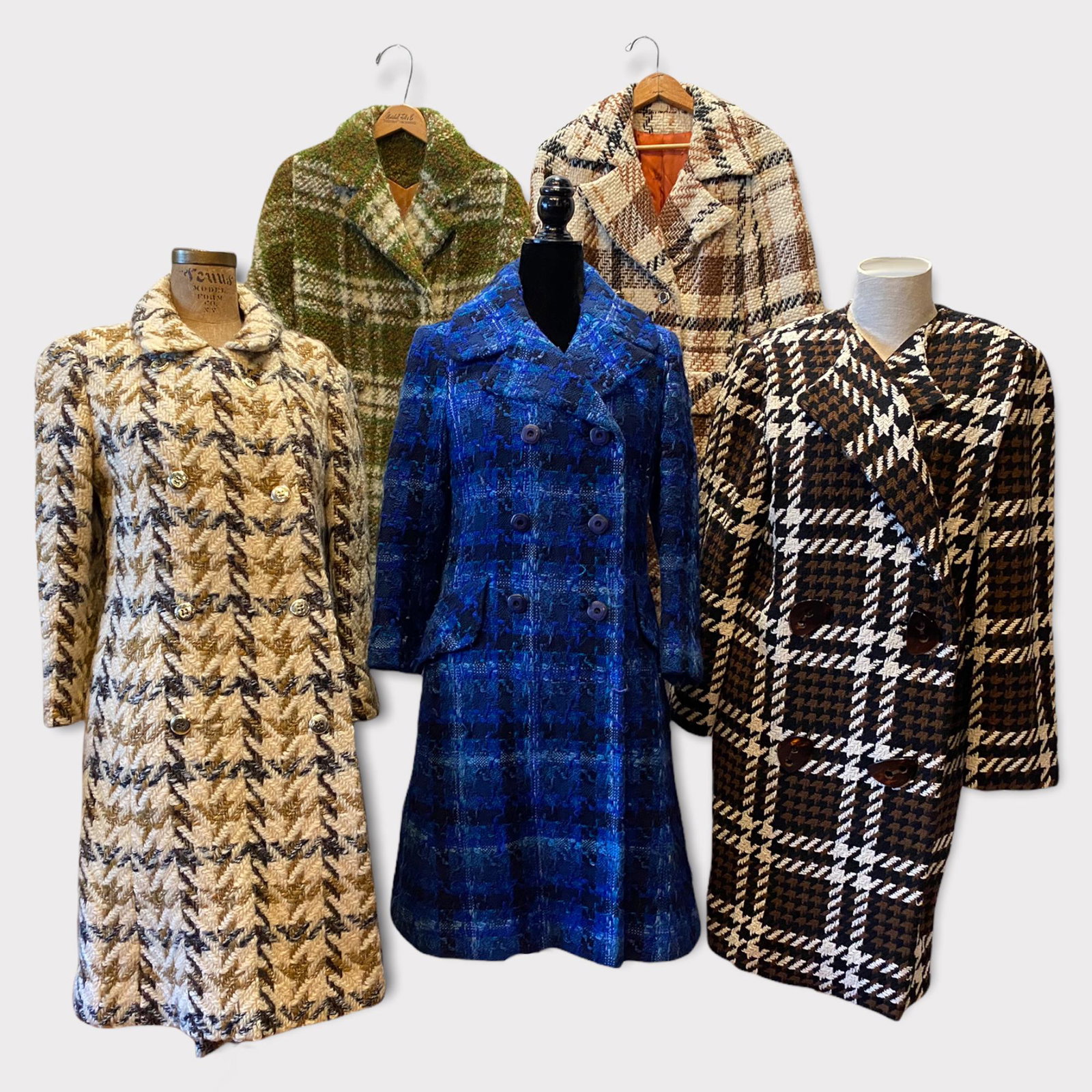 5 Vintage Double Breasted Plaid Ladies Coats Jackets (1 of 4)