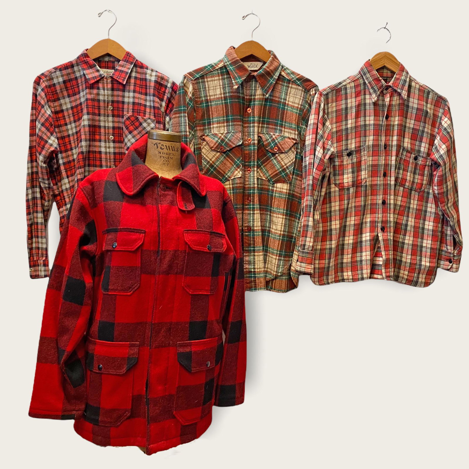 4 pc Vintage WOOLRICH Plaid Chore Jacket & Flannel (1 of 6)