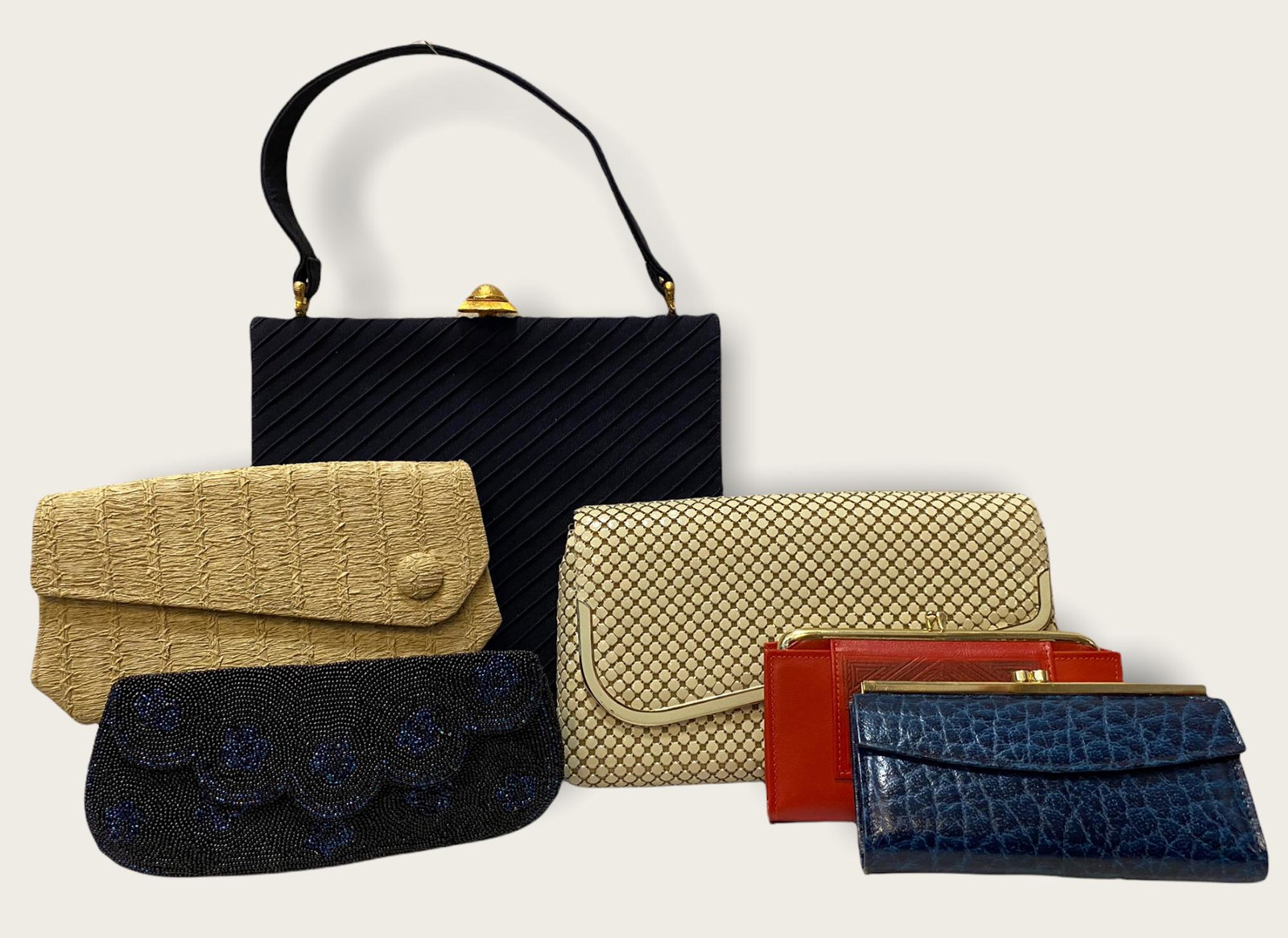 Vintage 1950's 1960's Collection of Handbags & Wallets: navy is a Koret