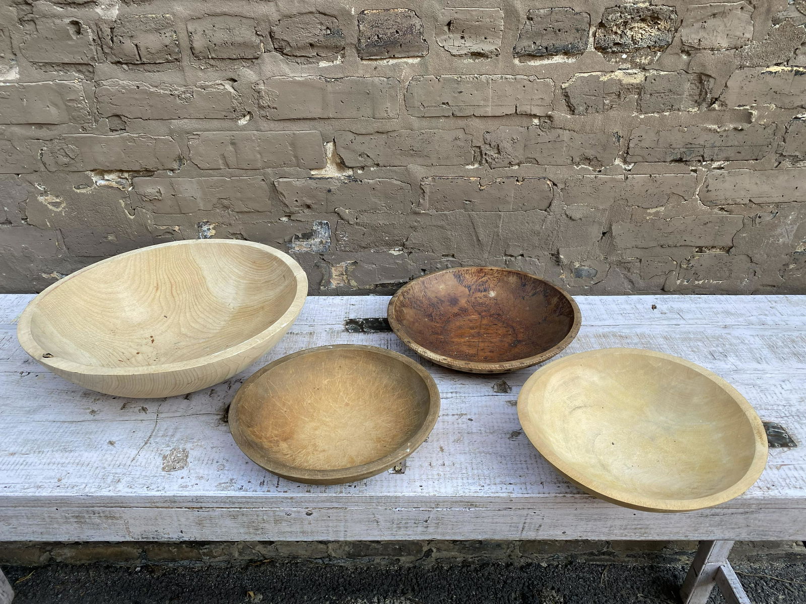 Collection 4 Antique Primitive Wood Bowls (1 of 8)