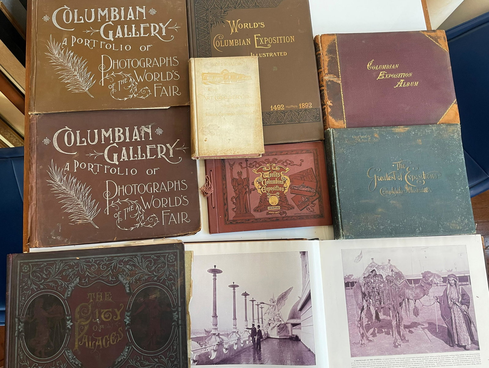 Collection Columbian Acquisition Books: 9 total, wear to bindings and covers
