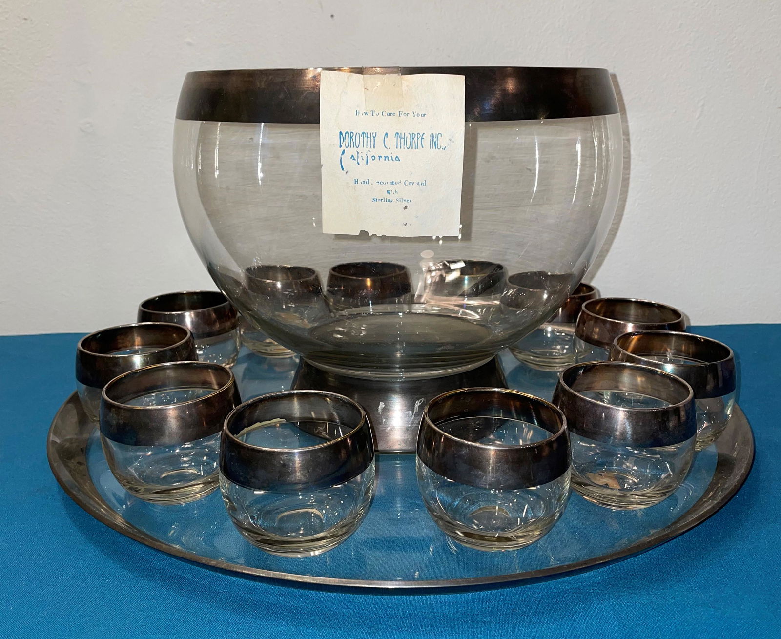 DOROTHY THORPE Punch Bowl Set Sterling Silver Original (1 of 5)