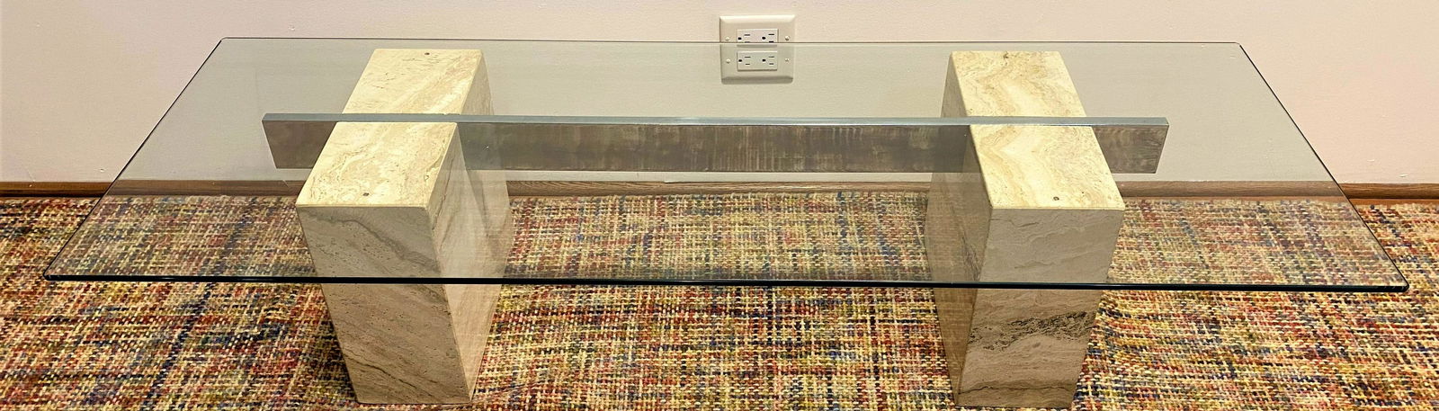 ELLO Travertine Base Chrome Coffee Table (1 of 6)