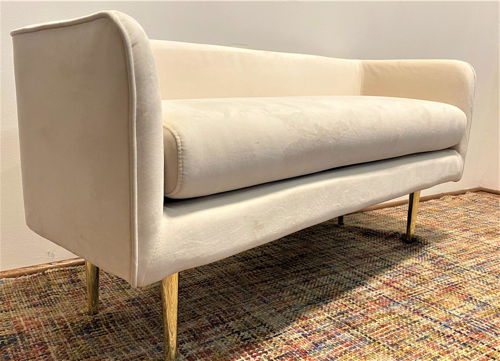 New SAFAVIEH petite narrow rounded corner white Sofa (1 of 6)