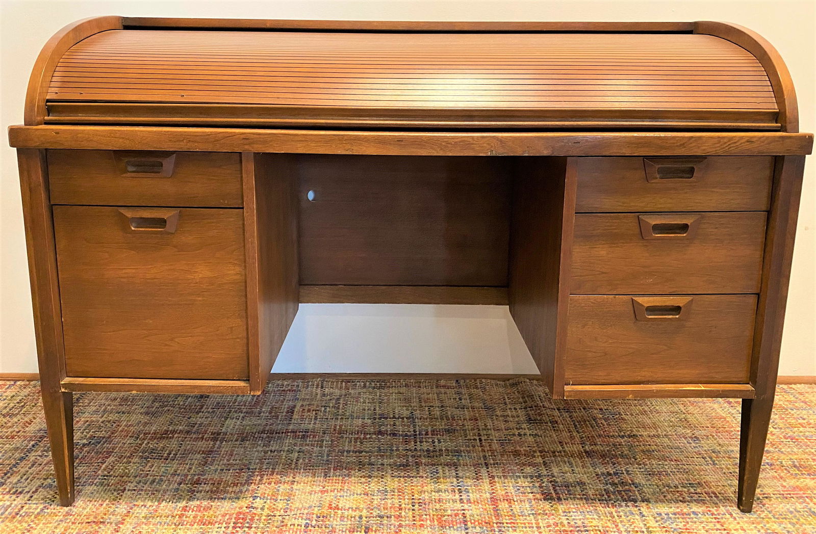 Mid Century Walnut Roll Top Desk (1 of 6)