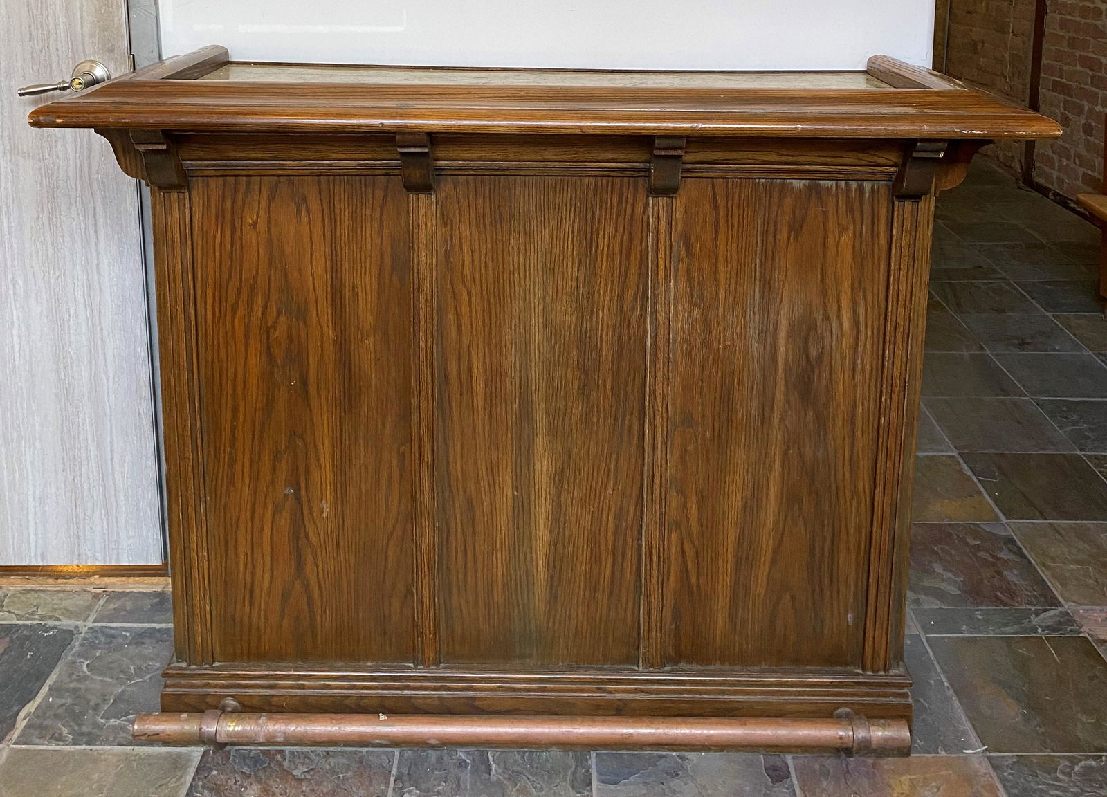 Antique Oak Pub Bar Copper Top (1 of 5)