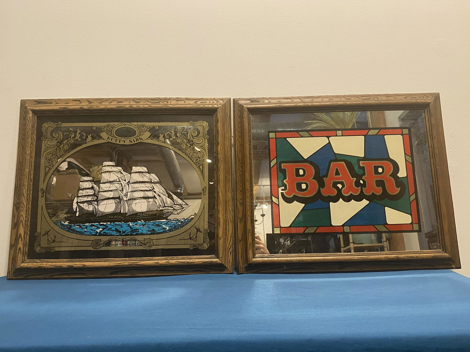 2 Mirrored 1970's Bar Signs Cutty Sark (1 of 3)