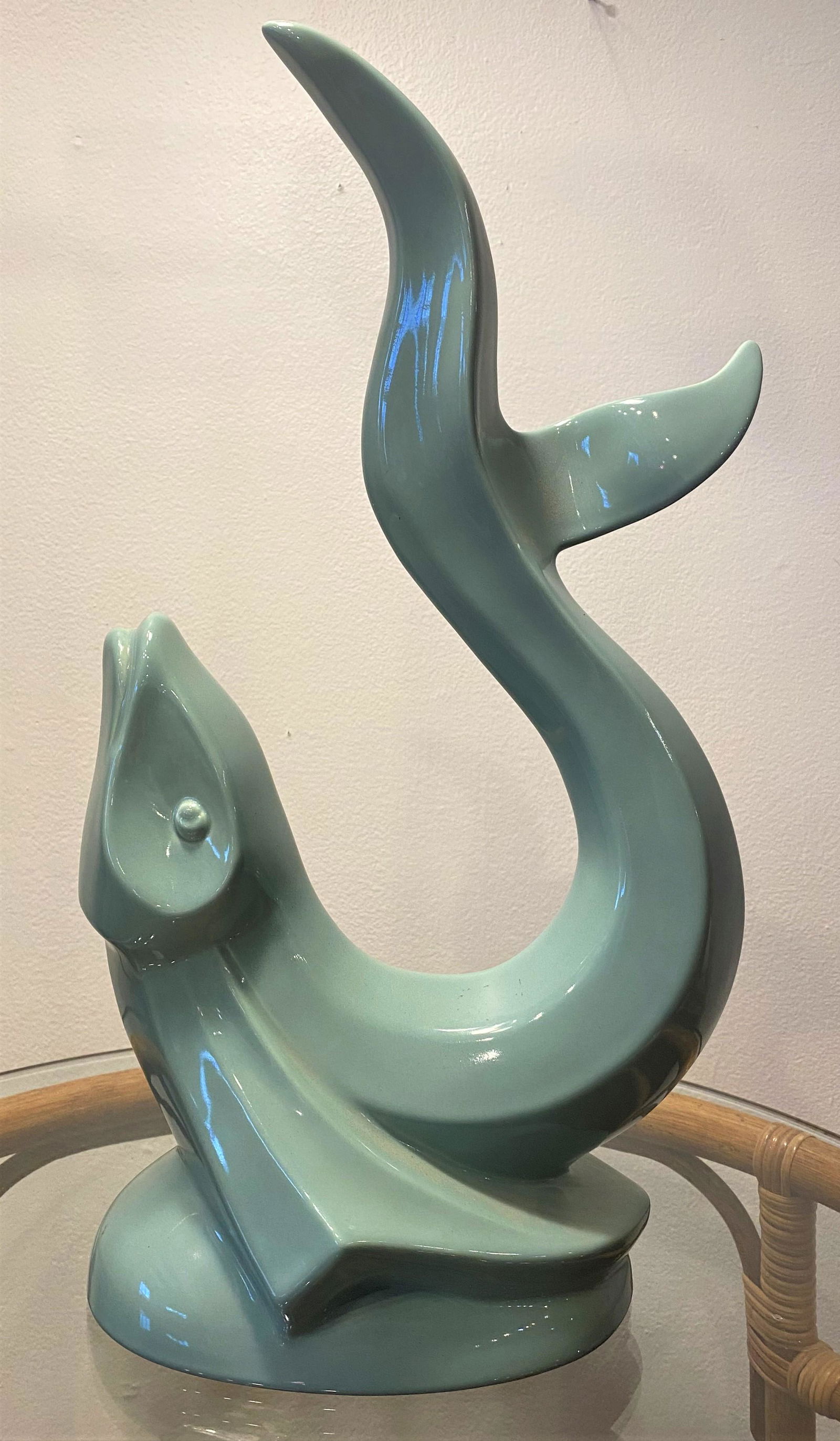 Large Mid Century Ceramic Fish Statue (1 of 3)