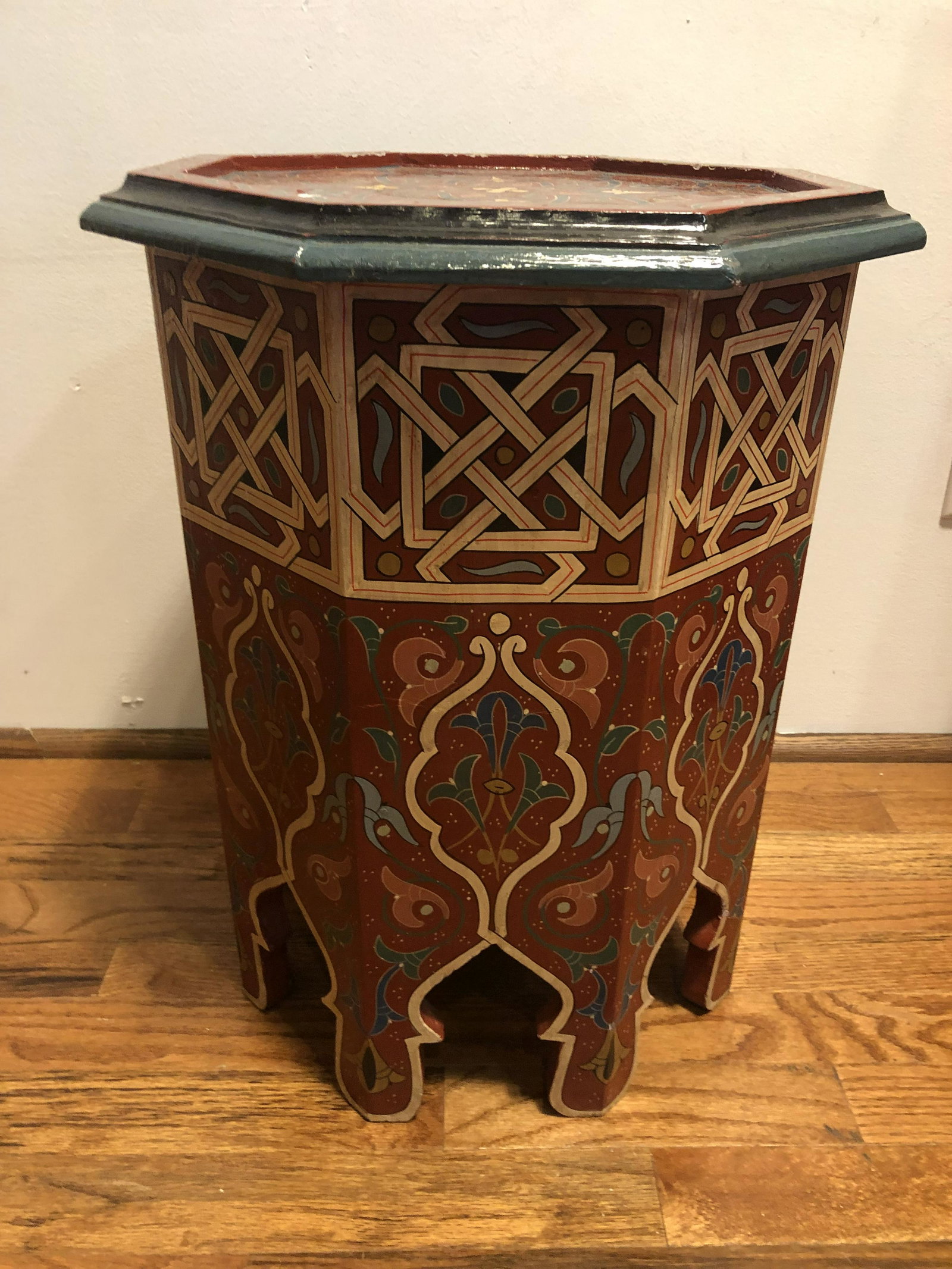Hand Painted Folk Art End Table #1 from India (1 of 3)