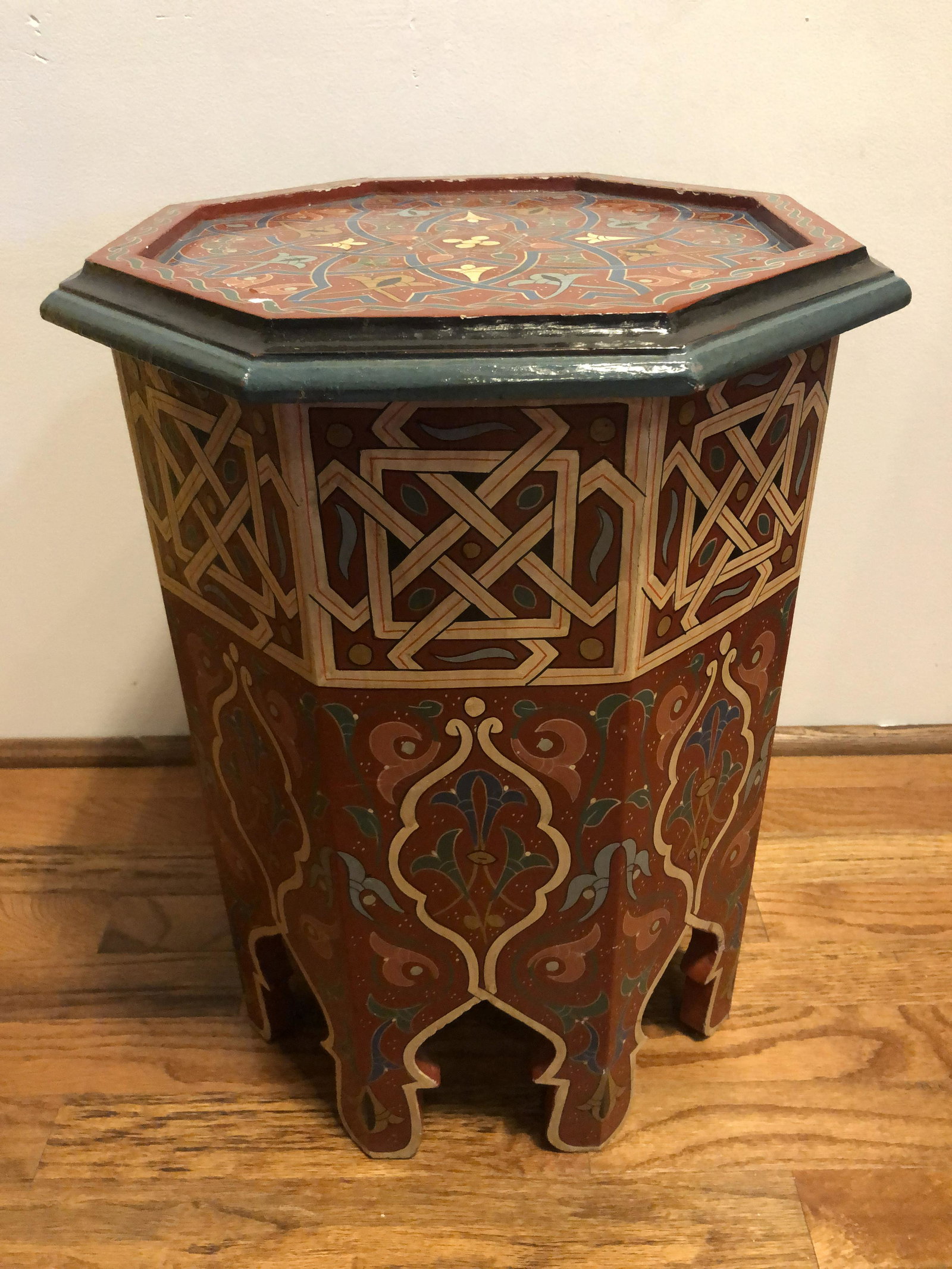 Hand Painted Folk Art End Table #2 from India (1 of 4)