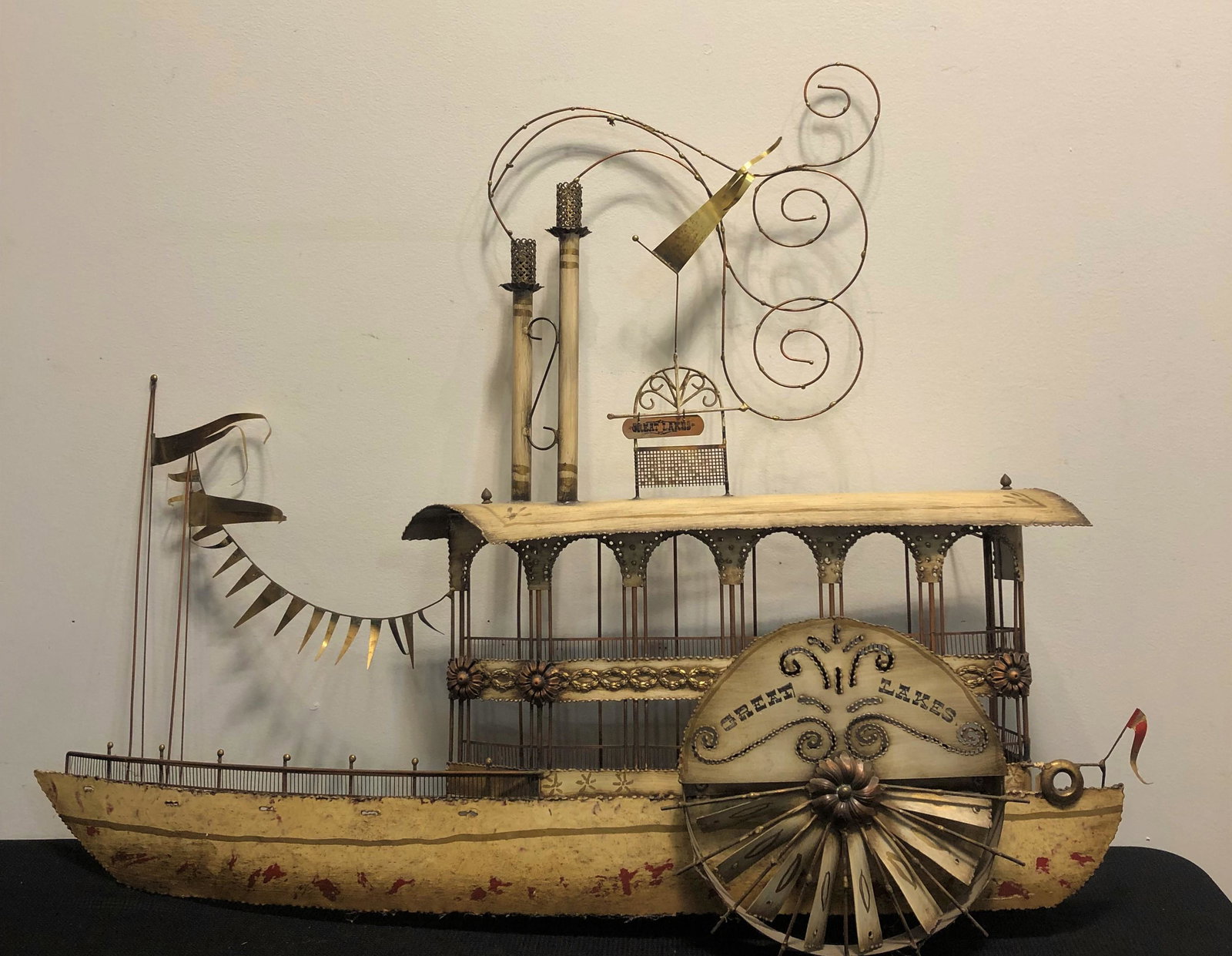 IMO Jere Steam Boat Wall Sculpture: 41 in long 33 in tall