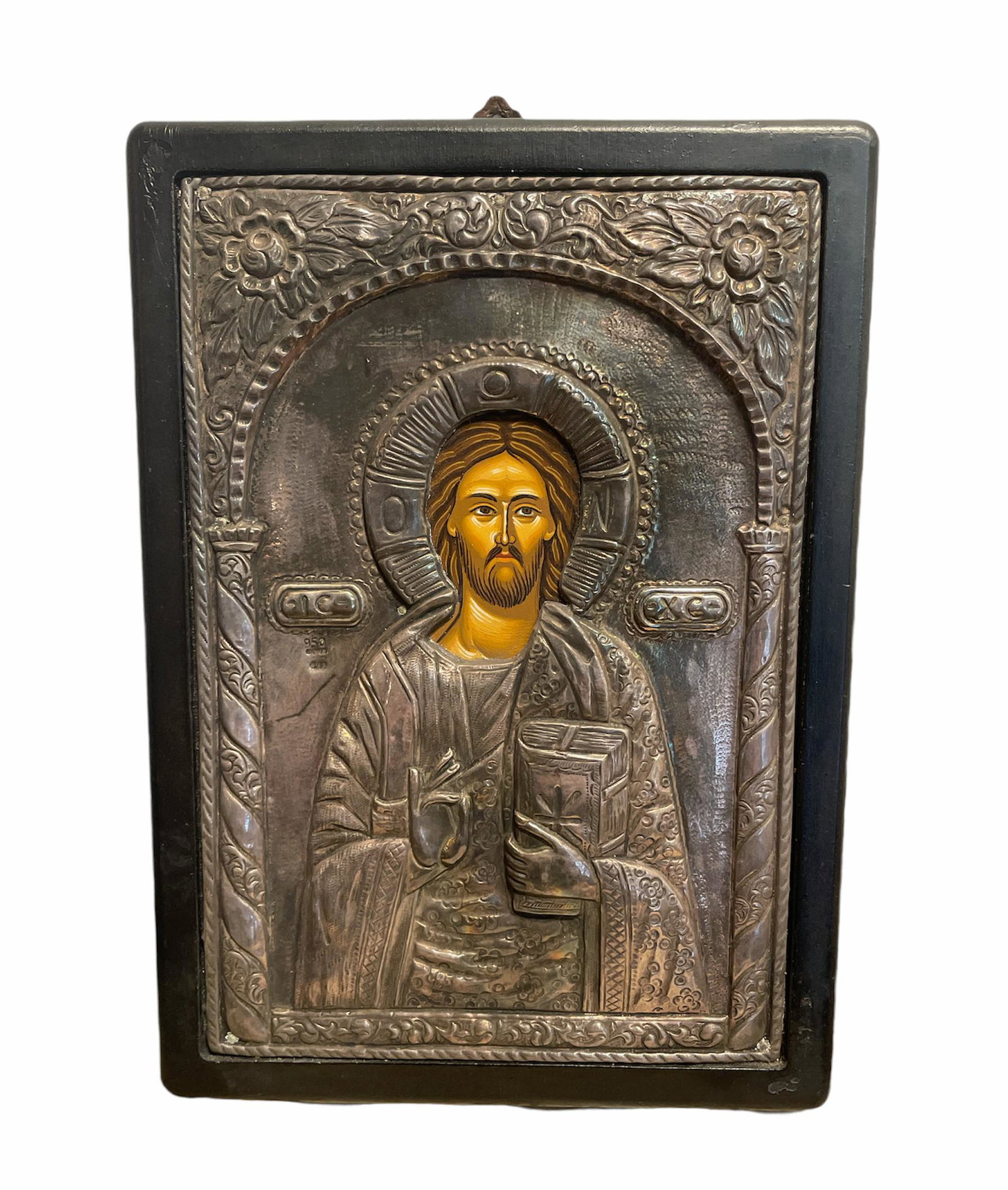 950 Silver Religious Icon Plaque of Jesus (1 of 3)