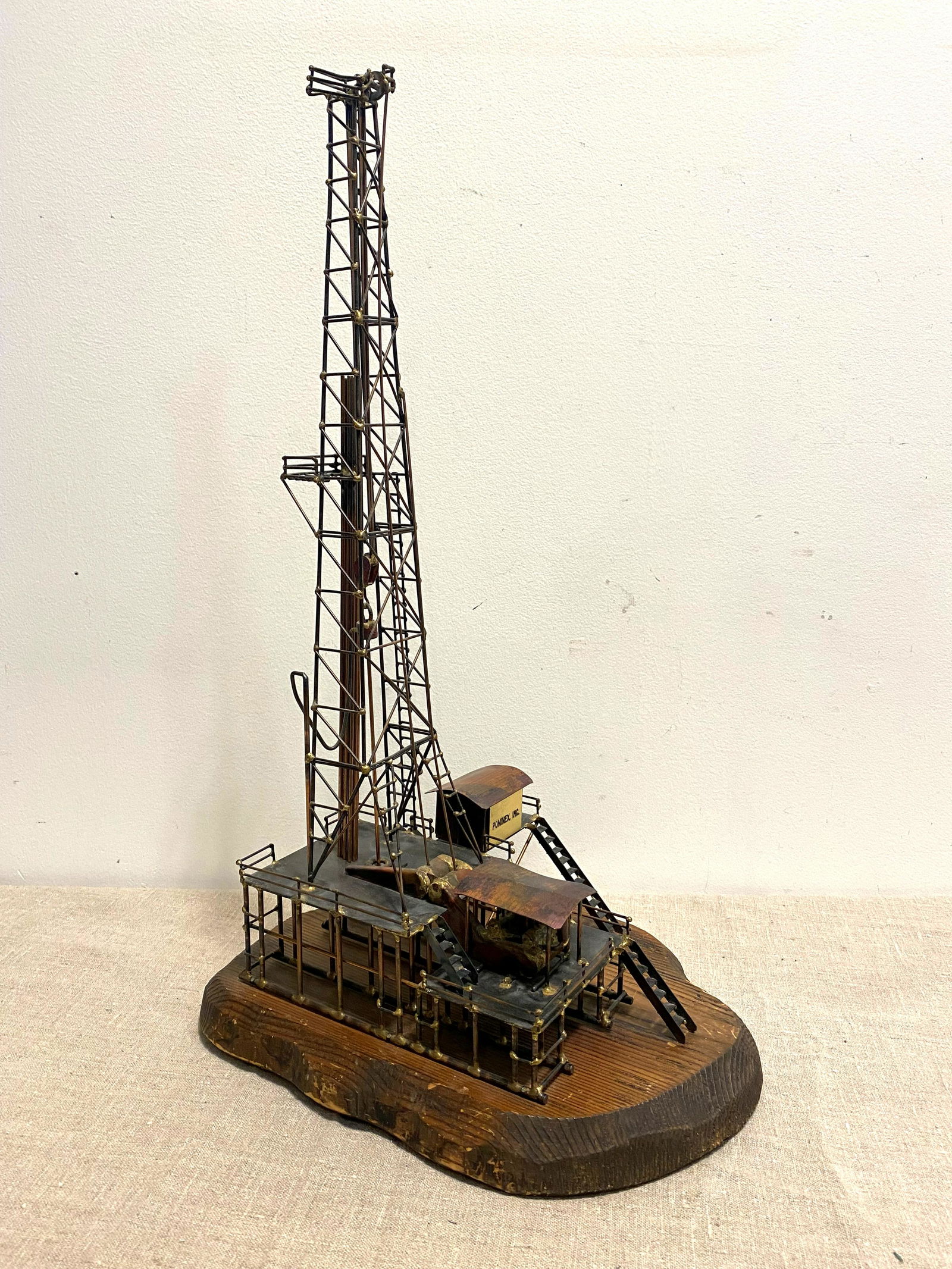 CURTIS JERE Oil Well Sculpture: 23 in tall
