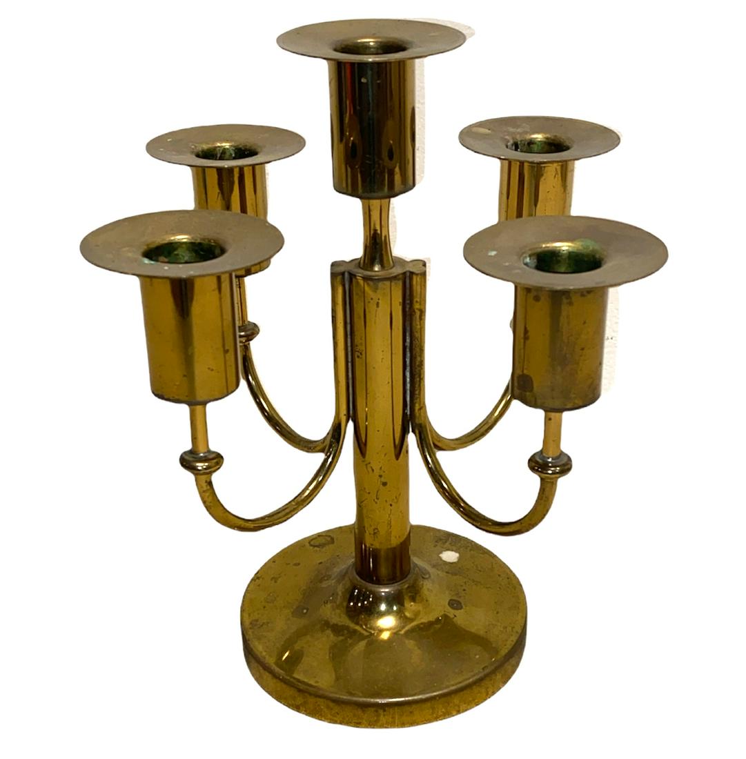 TOMMI PARZINGER Brass Candleholder: 9.5in tall 8.5 in diameter, signature stamp on bottom