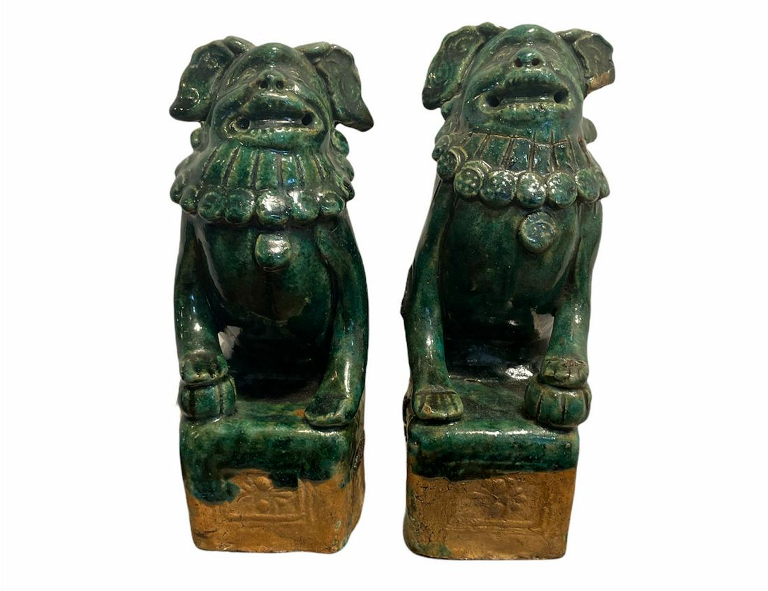Pair Chinese Foo Dog Statues (1 of 5)