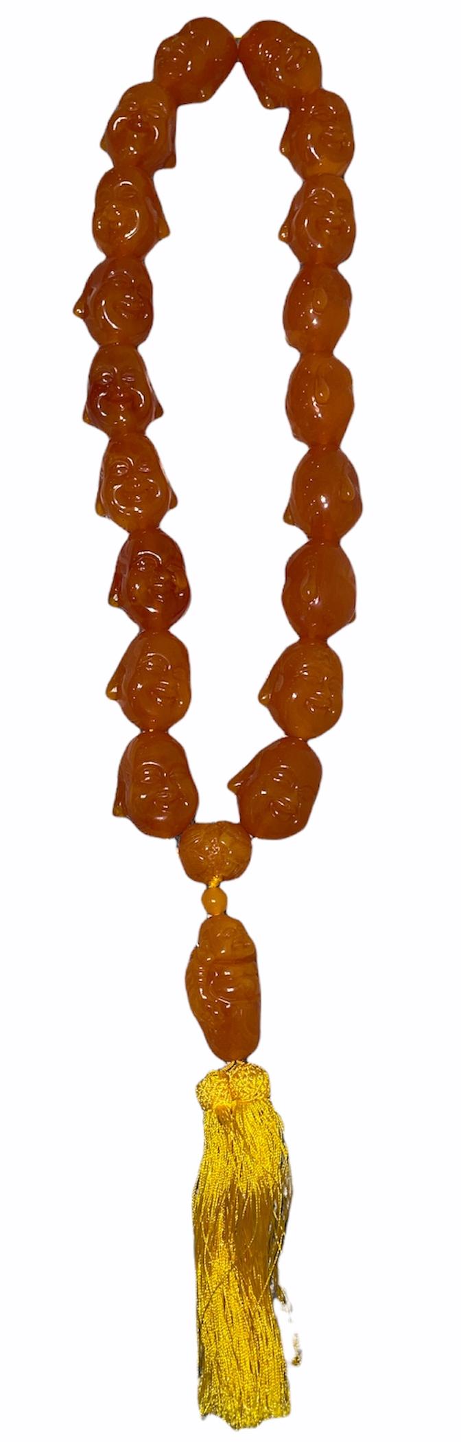 Large Buddha Head Amber Bead Prayer Beads (1 of 3)
