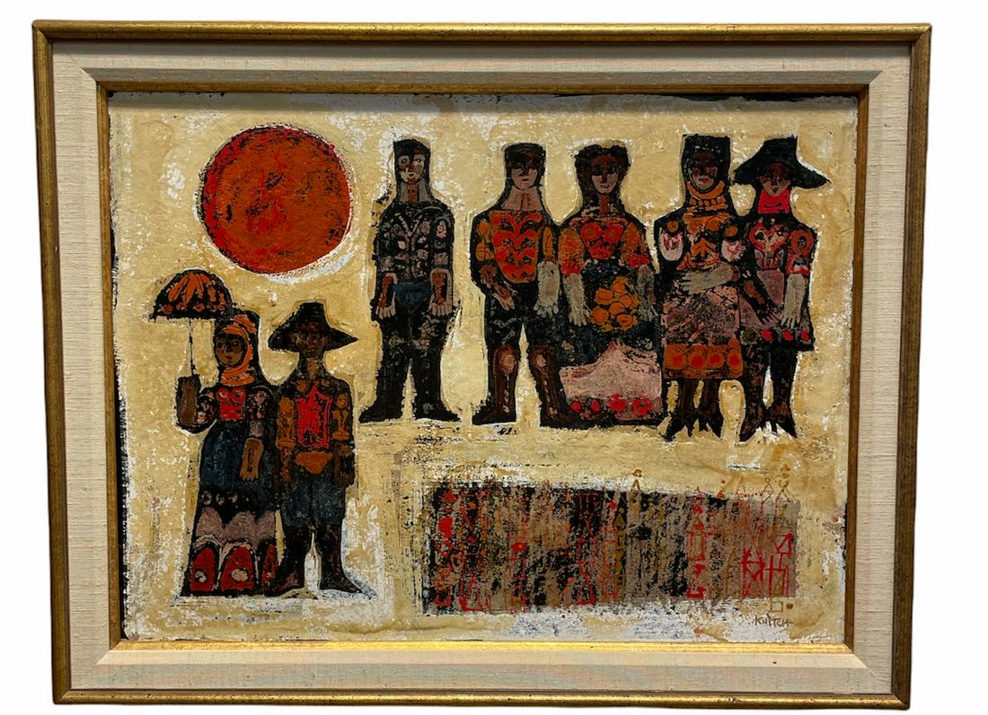 Signed THOMAS KNITCH Mid Century Modernist Folk (1 of 5)