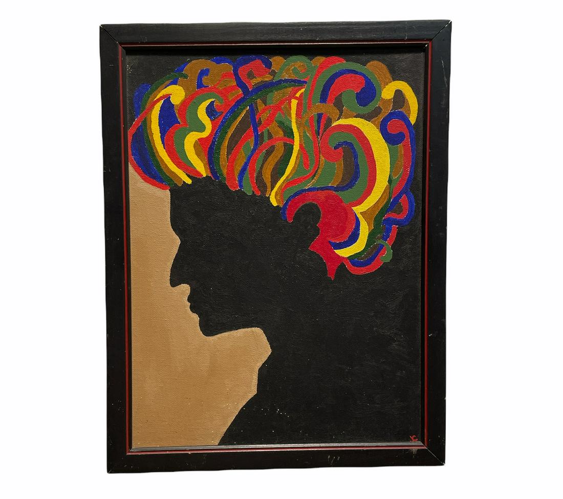 Signed JC Intuit Artist Oil on Canvas MILTON GLASER BOB: 13.5 x 17.5