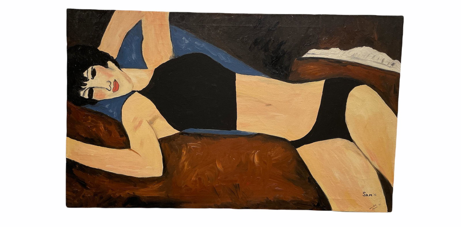 Signed SAM Oil on Canvas Post Modern "The French Woman" (1 of 3)