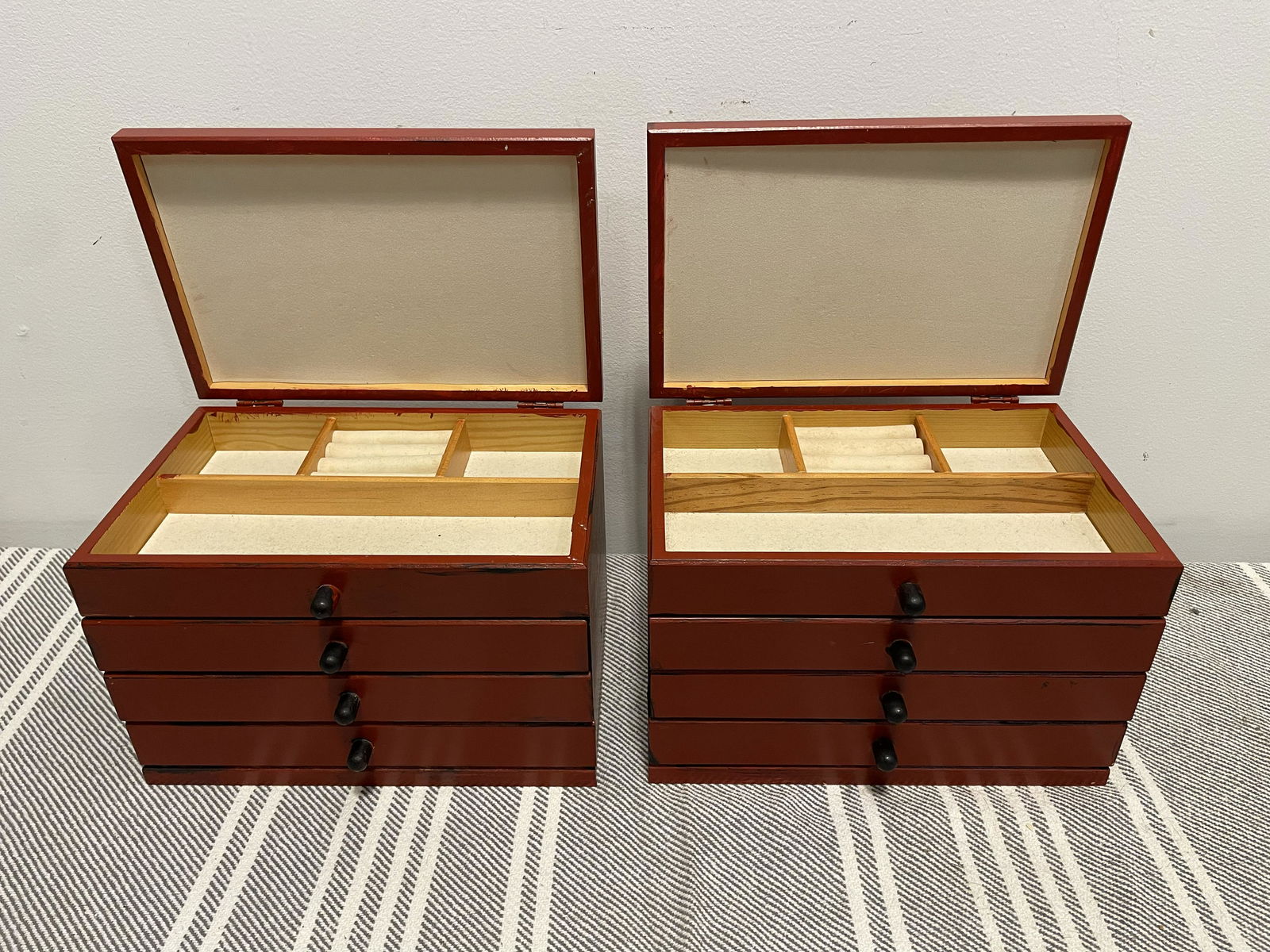 Pair Multi Drawer Wood Jewelry Boxes (1 of 4)