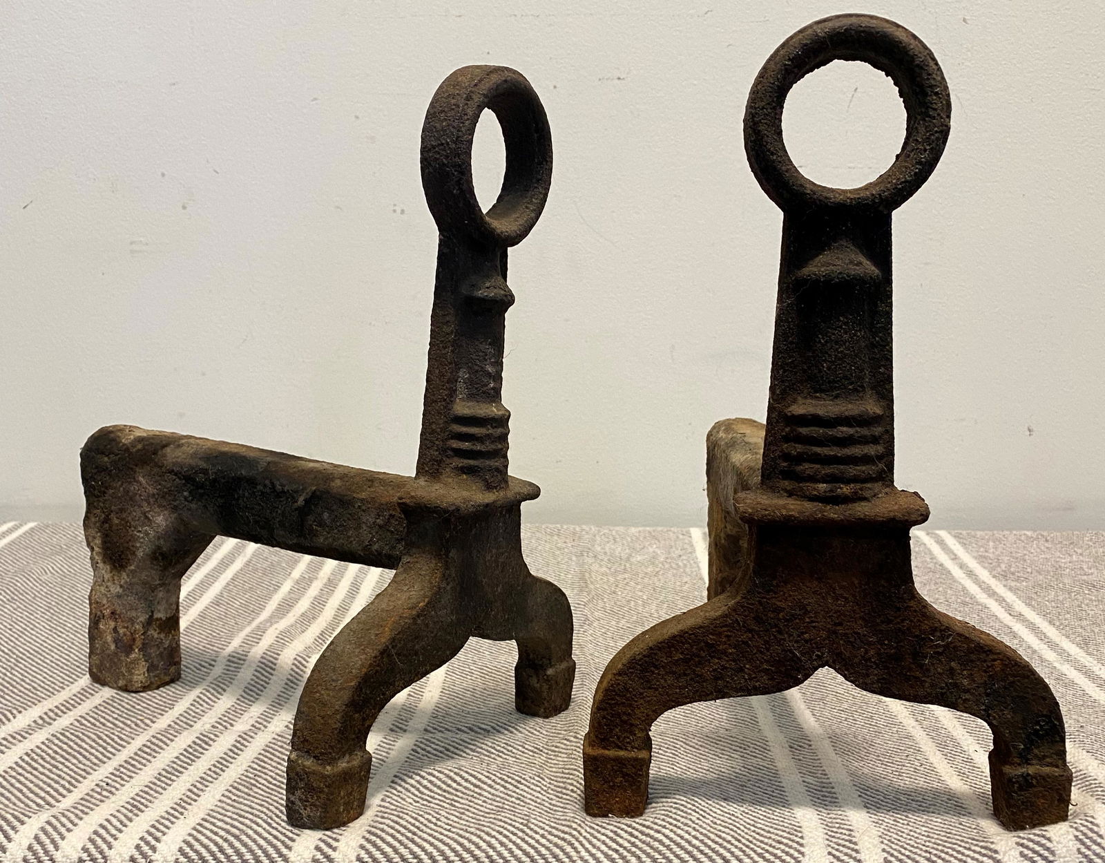 19thC Hand Wrought Iron Andirons (1 of 3)