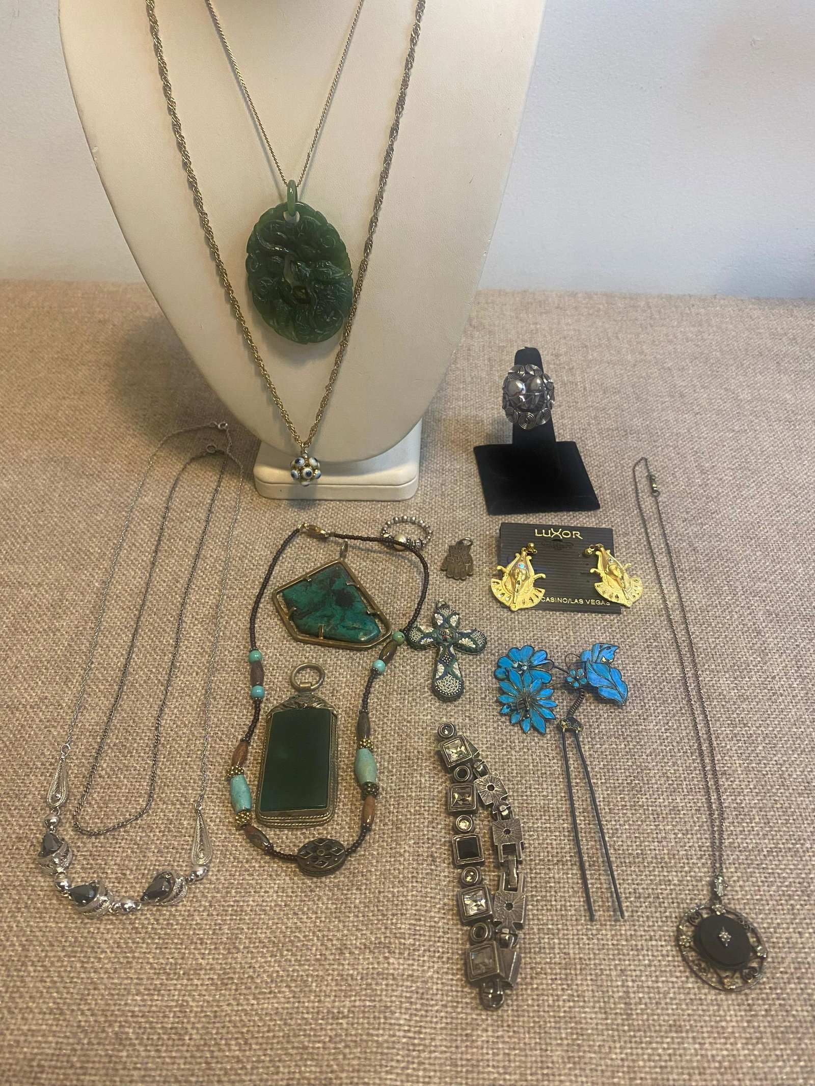 Collection Ethnic Jade & Sterling Micro Mosaic Jewelry (1 of 2)