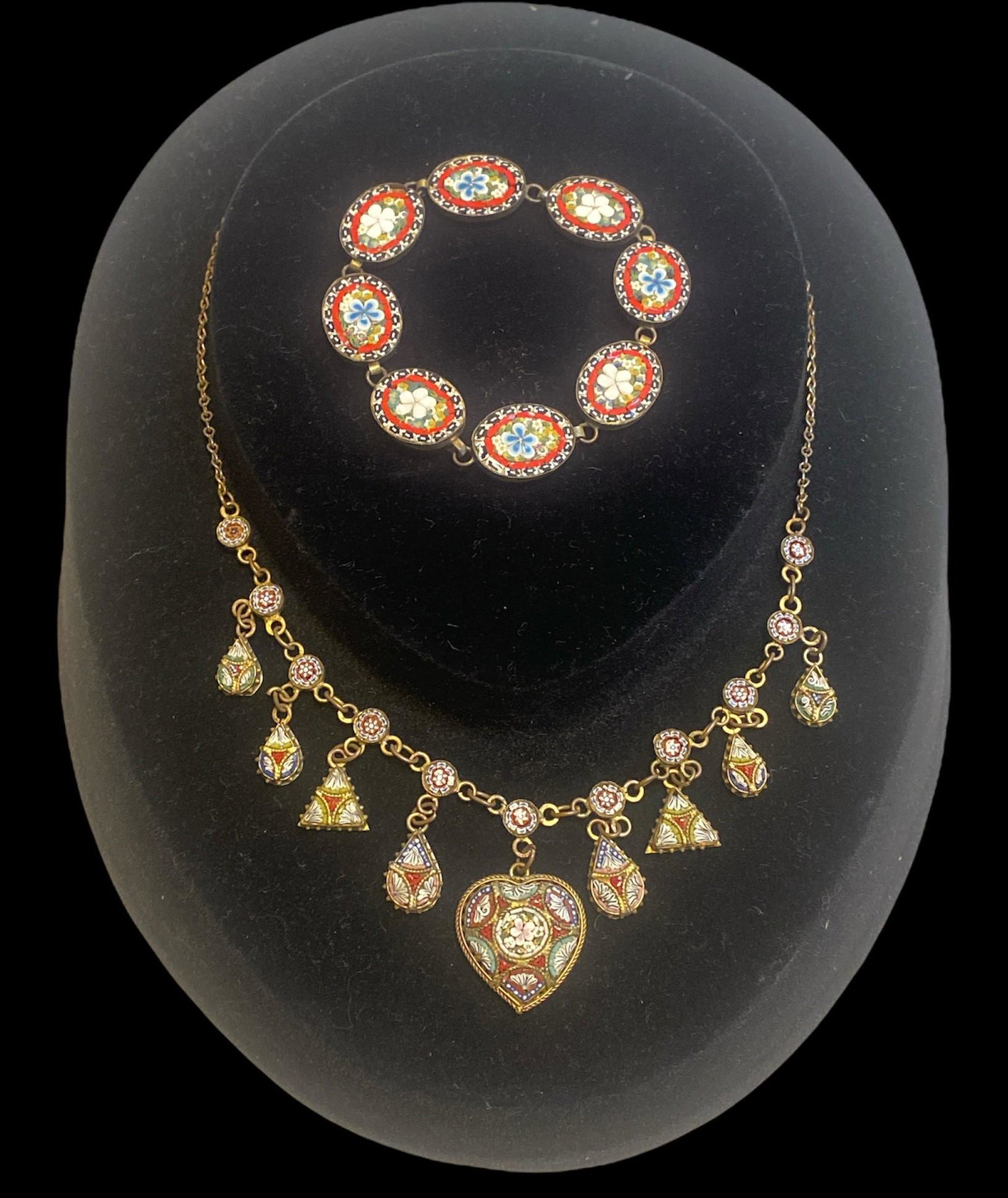 Micro Mosaic Necklace and Bracelet: 15 in necklaces