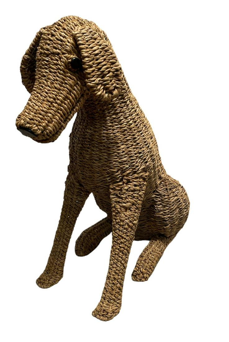 PALECEK Abaca Wicker Rattan Figural Dog Sculpture (1 of 3)