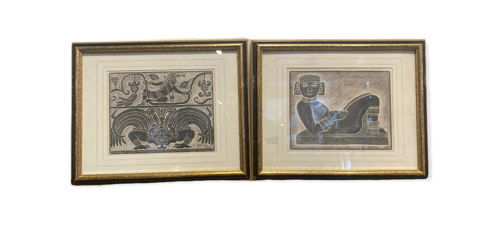 2 E. CANUL Mayan Temple Charcoal Rubbings (1 of 3)