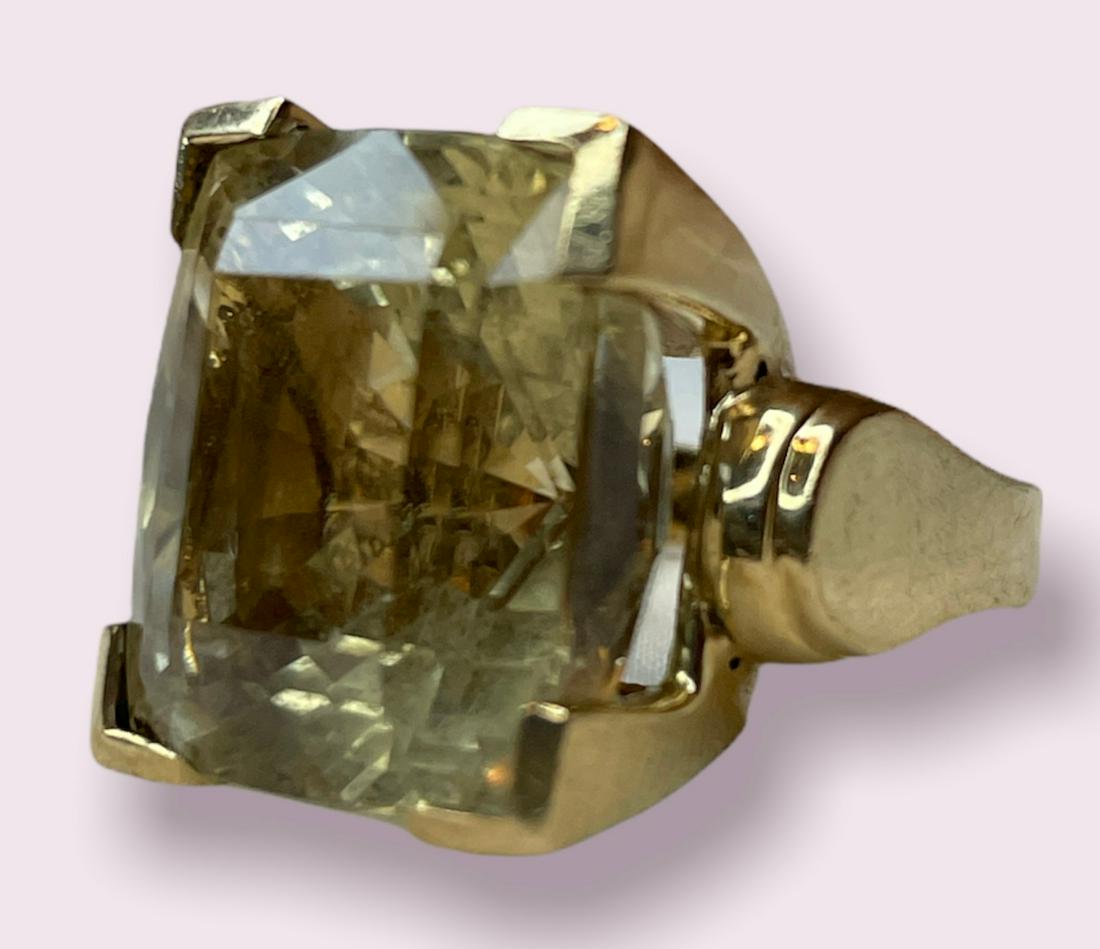 Art Moderne 10k Gold Large Citrine ring sz 6.5 (1 of 3)