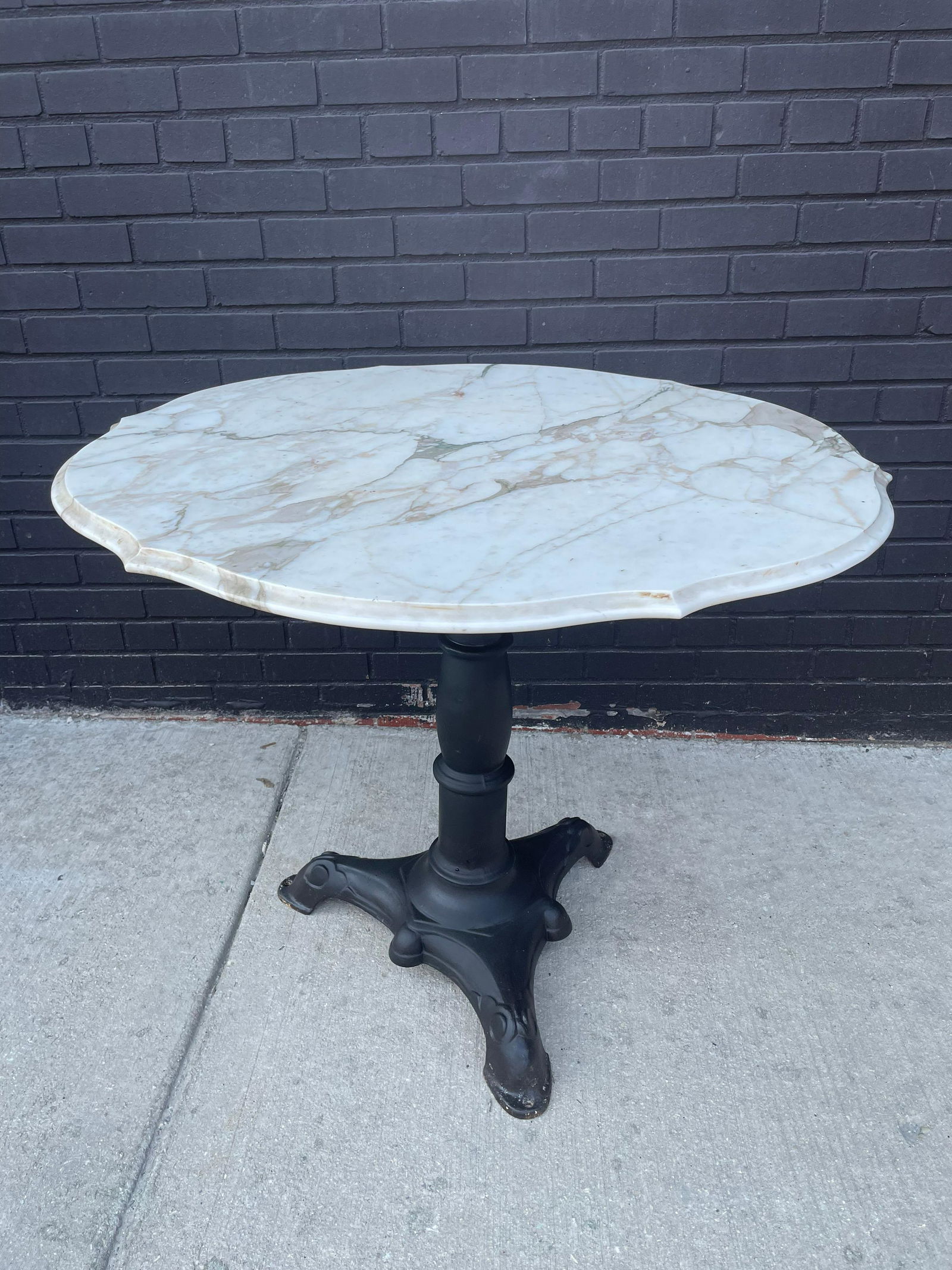 French Marble Top Cast Iron Base Cafe Table (1 of 5)
