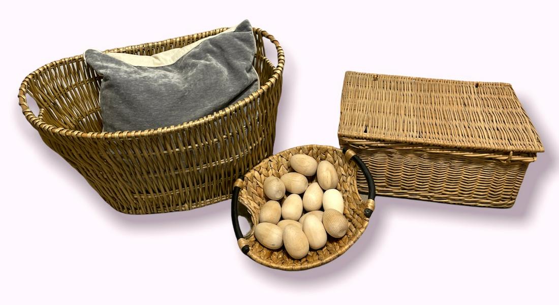 Collection French Laundry & Egg Baskets w Eggs (1 of 2)